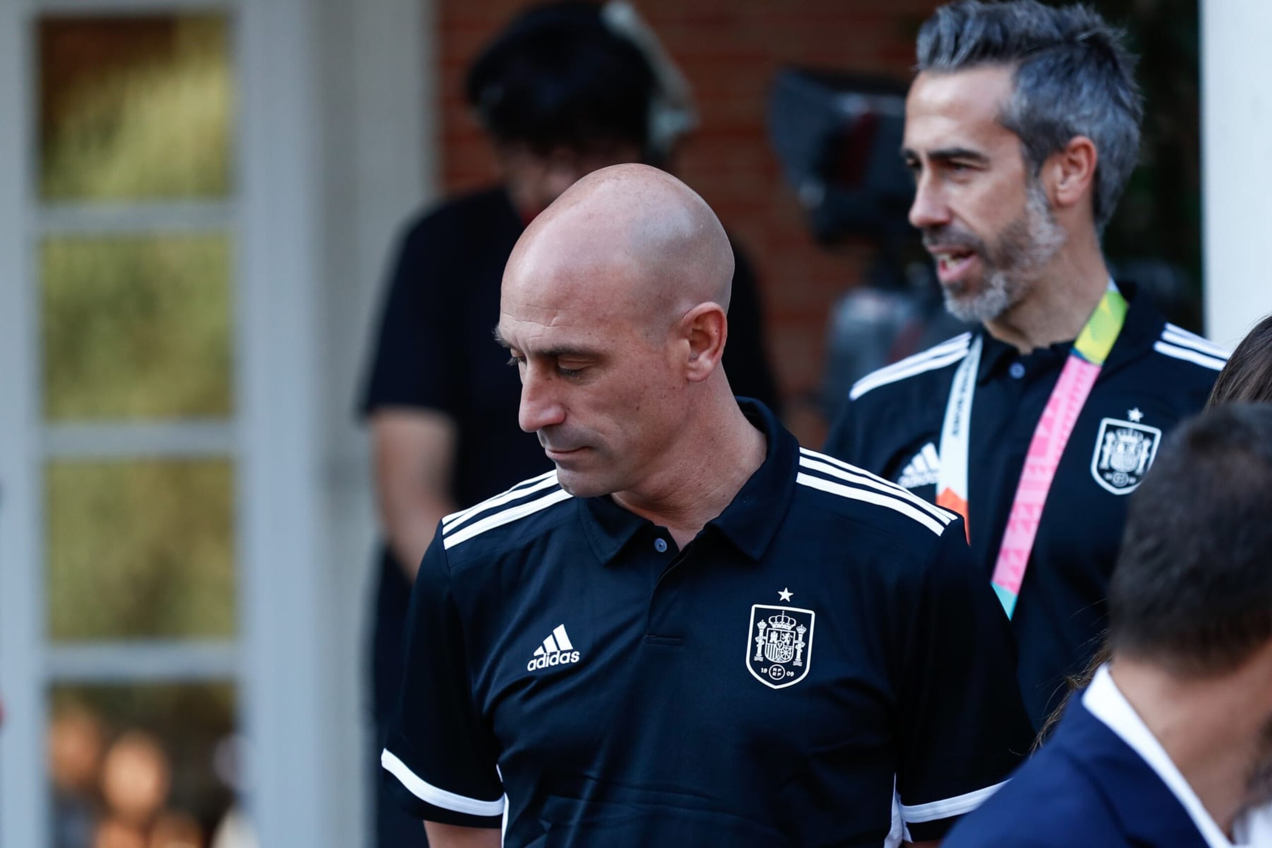 MADRID, SPAIN - AUGUST 22: Luis Rubiales attends a reception hosted by Pedro Sanchez, First Minister of Spain (not pictured) for the players and staff of the Spain women's national football team after they won the FIFA Women's World Cup Australia & New Zealand 2023 at Palacio de la Moncloa on August 22, 2023, in Madrid, Spain. (Photo by Oscar J. Barroso / AFP7 via Getty Images)