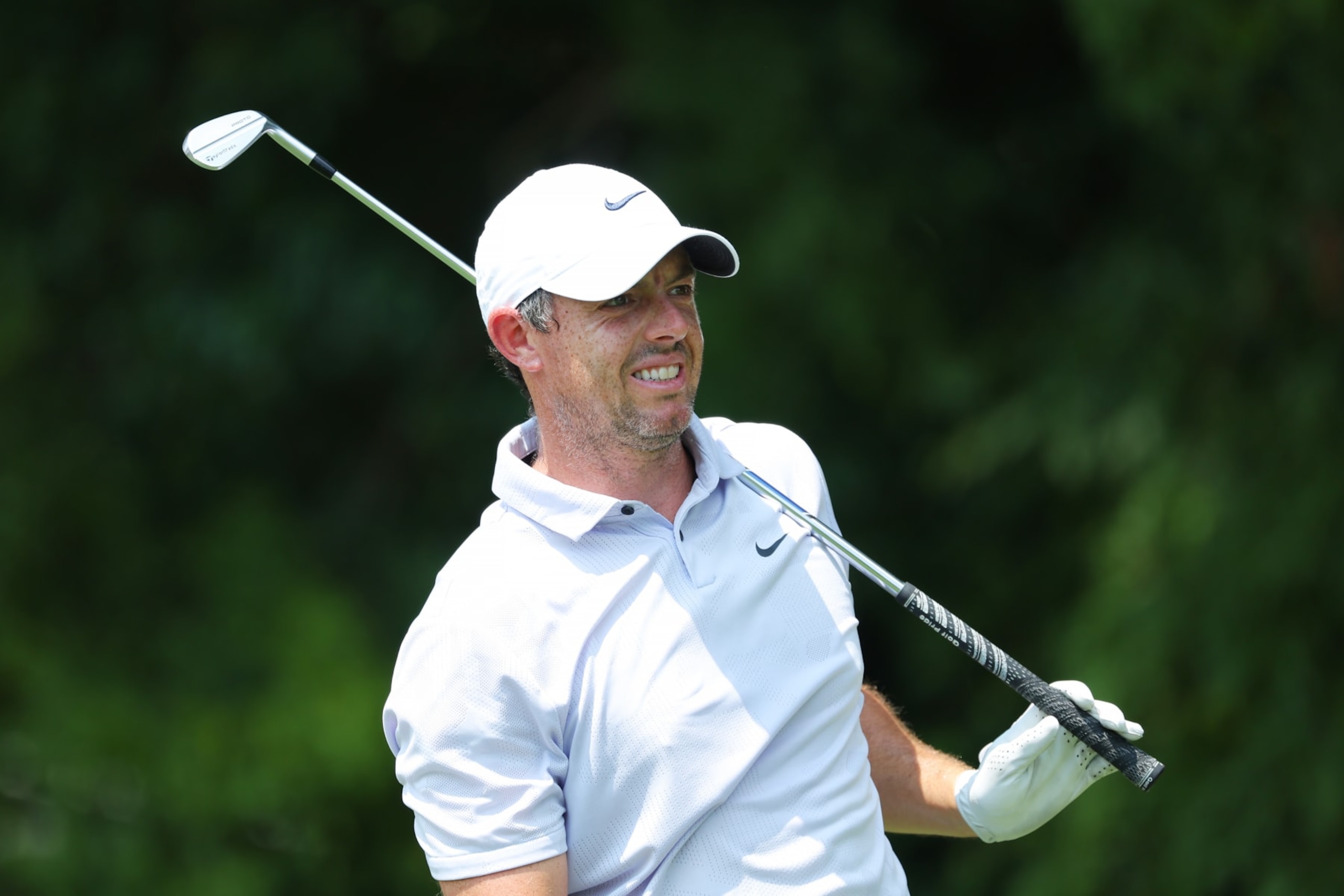 ATLANTA, GEORGIA - AUGUST 24:  Rory McIlroy of Northern Ireland plays his shot from the second tee during the first round of the TOUR Championship at East Lake Golf Club on August 24, 2023 in Atlanta, Georgia. (Photo by Kevin C. Cox/Getty Images)