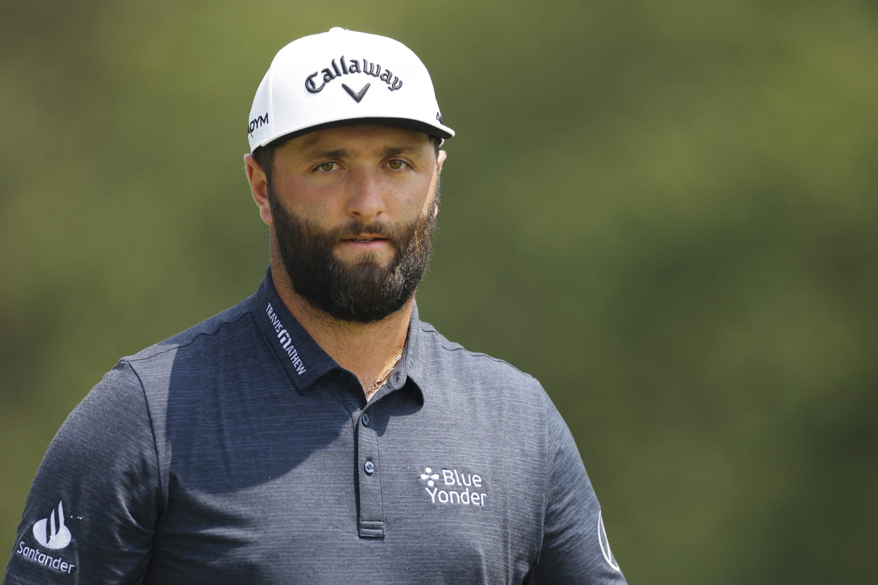 ATLANTA, GEORGIA - AUGUST 24:  Jon Rahm of Spain looks on from the fifth hole during the first round of the TOUR Championship at East Lake Golf Club on August 24, 2023 in Atlanta, Georgia. (Photo by Mike Ehrmann/Getty Images)