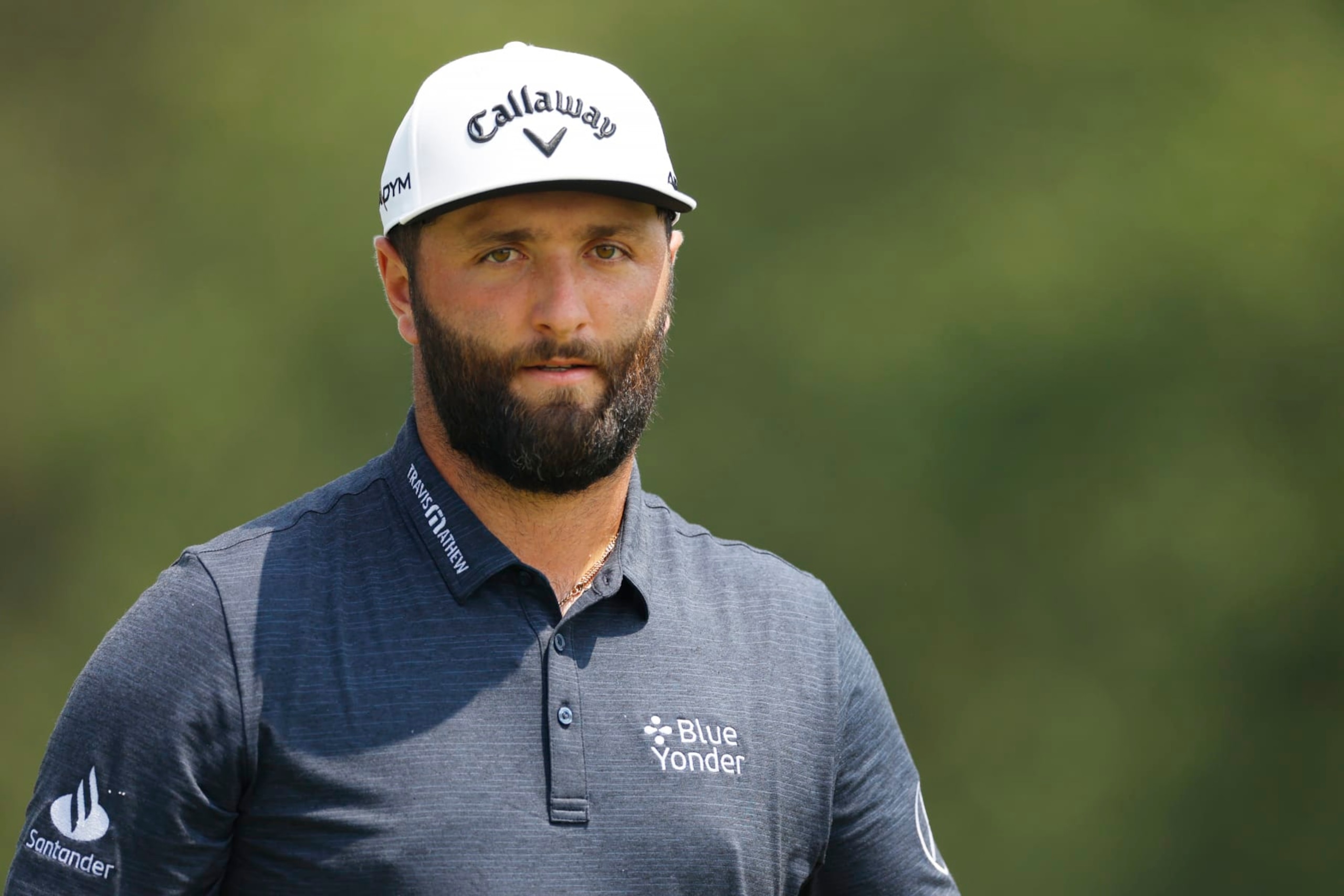 ATLANTA, GEORGIA - AUGUST 24:  Jon Rahm of Spain looks on from the fifth hole during the first round of the TOUR Championship at East Lake Golf Club on August 24, 2023 in Atlanta, Georgia. (Photo by Mike Ehrmann/Getty Images)