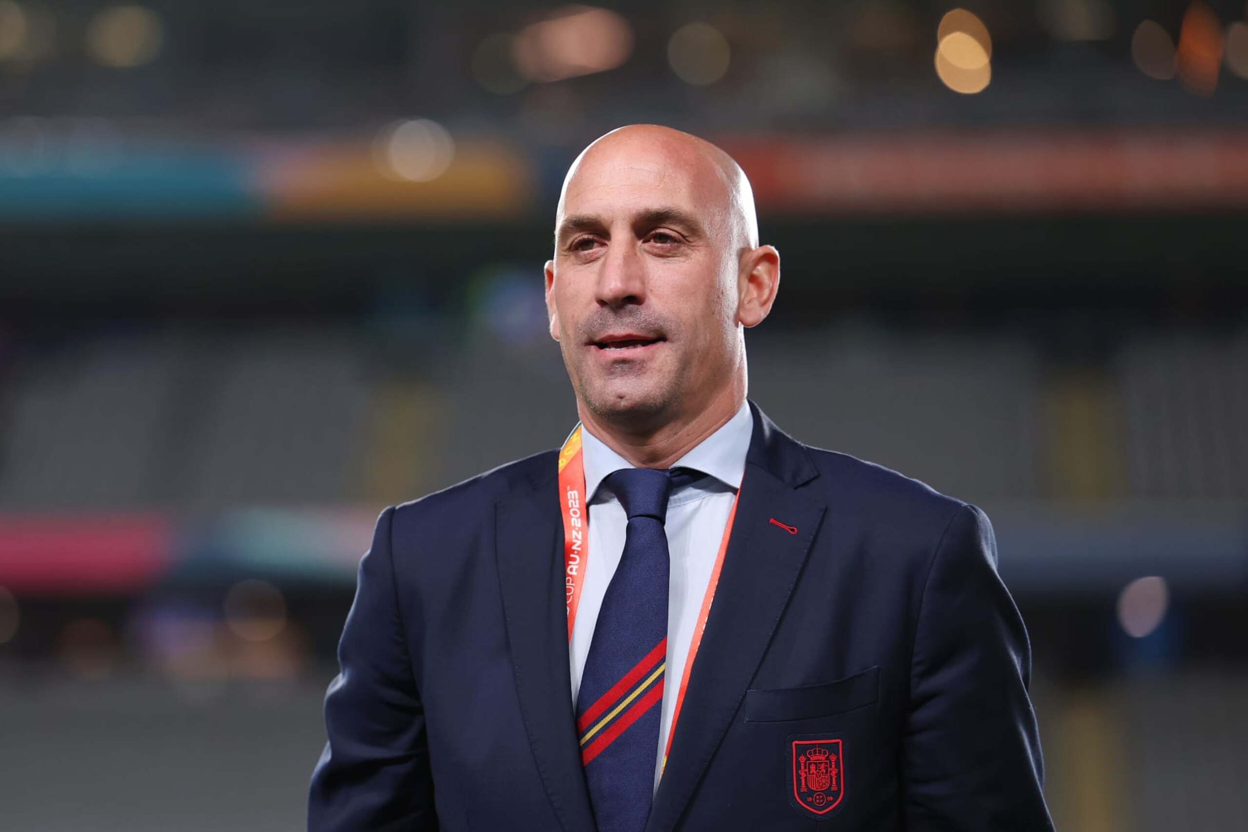 AUCKLAND, NEW ZEALAND - AUGUST 15: Luis Rubiales, President of the Royal Spanish Football Federation looks on prior to the FIFA Women's World Cup Australia & New Zealand 2023 Semi Final match between Spain and Sweden at Eden Park on August 15, 2023 in Auckland / TÄmaki Makaurau, New Zealand. (Photo by Maja Hitij - FIFA/FIFA via Getty Images) AUCKLAND, NEW ZEALAND - AUGUST 15: Luis Rubiales, President of the Royal Spanish Football Federation looks on prior to the FIFA Women's World Cup Australia & New Zealand 2023 Semi Final match between Spain and Sweden at Eden Park on August 15, 2023 in Auckland / TÄmaki Makaurau, New Zealand. (Photo by Maja Hitij - FIFA/FIFA via Getty Images)