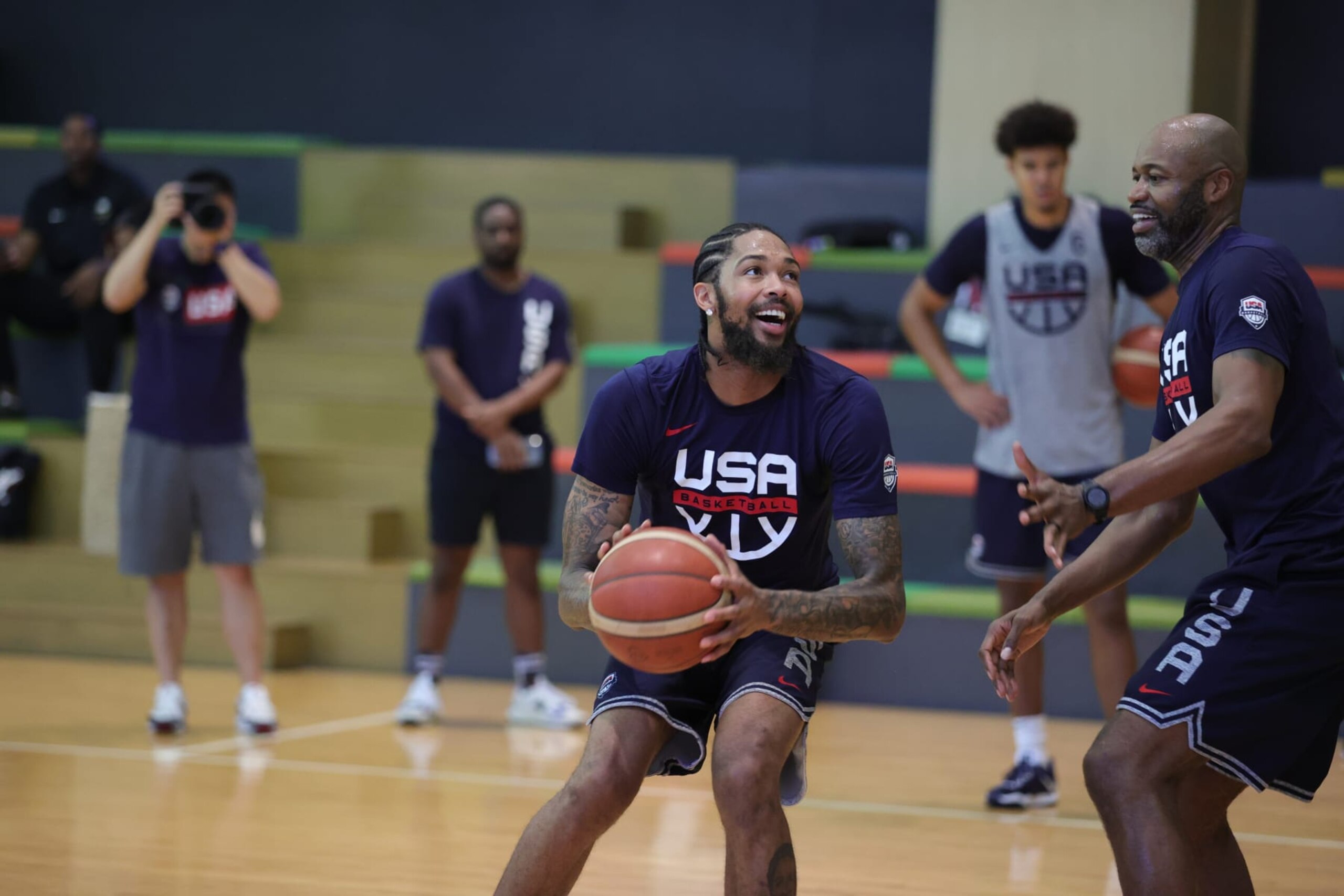 MANILA, PHILIPPINES - AUGUST 27: Brandon Ingram and Jamahl Mosley of the USA Men's Senior National Team during practice on August 27, 2023 at Kerry Sport Center in Manila, Philippines. NOTE TO USER: User expressly acknowledges and agrees that, by downloading and/or using this photograph, user is consenting to the terms and conditions of the Getty Images License Agreement. Mandatory Copyright Notice: Copyright 2023 NBAE (Photo by Nathaniel S. Butler/NBAE via Getty Images) MANILA, PHILIPPINES - AUGUST 27: Brandon Ingram and Jamahl Mosley of the USA Men's Senior National Team during practice on August 27, 2023 at Kerry Sport Center in Manila, Philippines. NOTE TO USER: User expressly acknowledges and agrees that, by downloading and/or using this photograph, user is consenting to the terms and conditions of the Getty Images License Agreement. Mandatory Copyright Notice: Copyright 2023 NBAE (Photo by Nathaniel S. Butler/NBAE via Getty Images)