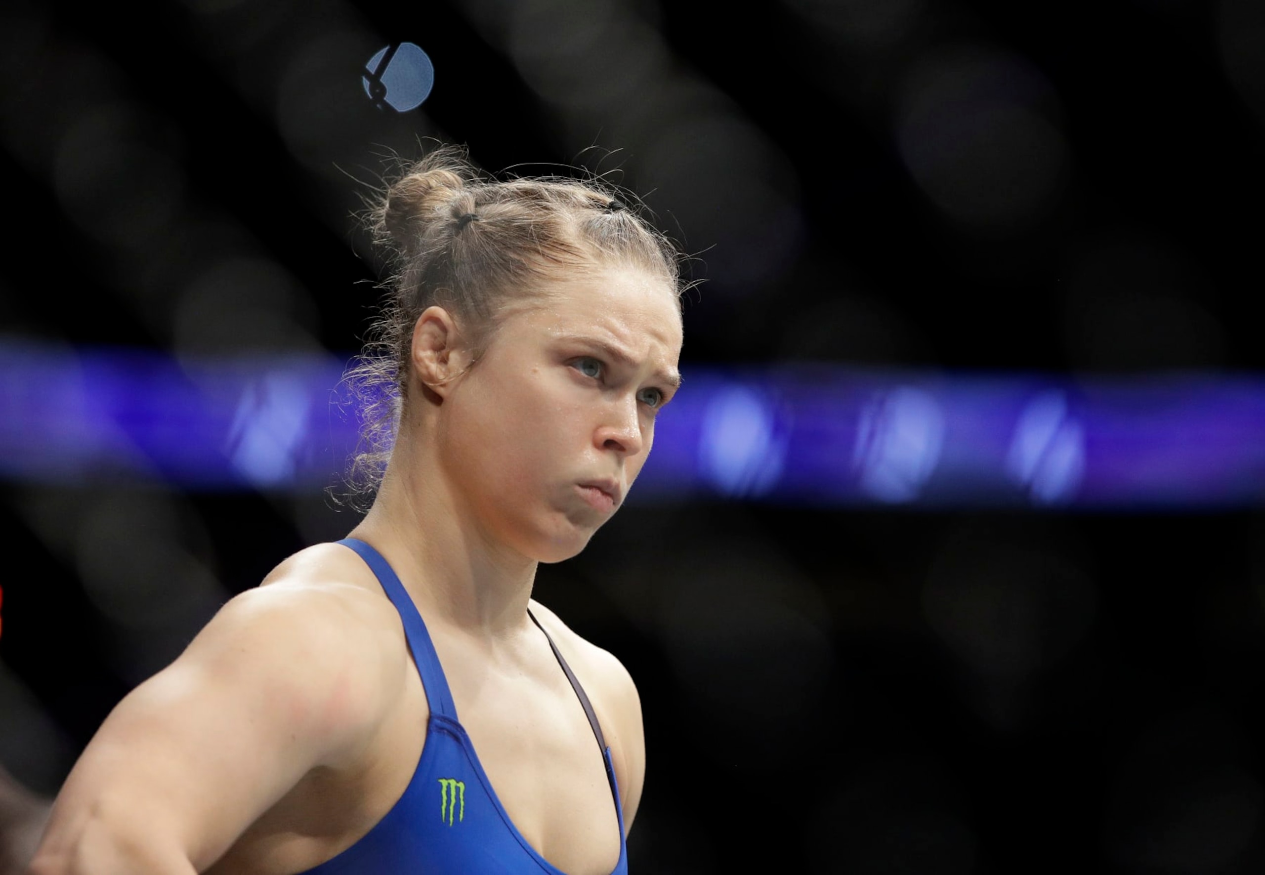 Ronda Rousey before her women's bantamweight championship mixed martial arts bout with Amanda Nunes at UFC 207, Friday, Dec. 30, 2016, in Las Vegas. (AP Photo/John Locher) Ronda Rousey before her women's bantamweight championship mixed martial arts bout with Amanda Nunes at UFC 207, Friday, Dec. 30, 2016, in Las Vegas. (AP Photo/John Locher)