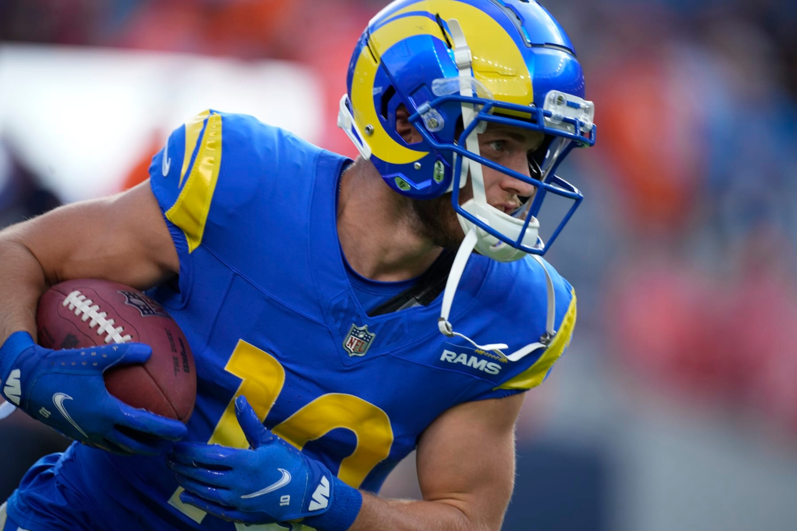 Los Angeles Rams wide receiver Cooper Kupp (10) warms up before an NFL preseason football game Saturday, Aug. 26, 2023, in Denver. (AP Photo/David Zalubowski) Los Angeles Rams wide receiver Cooper Kupp (10) warms up before an NFL preseason football game Saturday, Aug. 26, 2023, in Denver. (AP Photo/David Zalubowski)