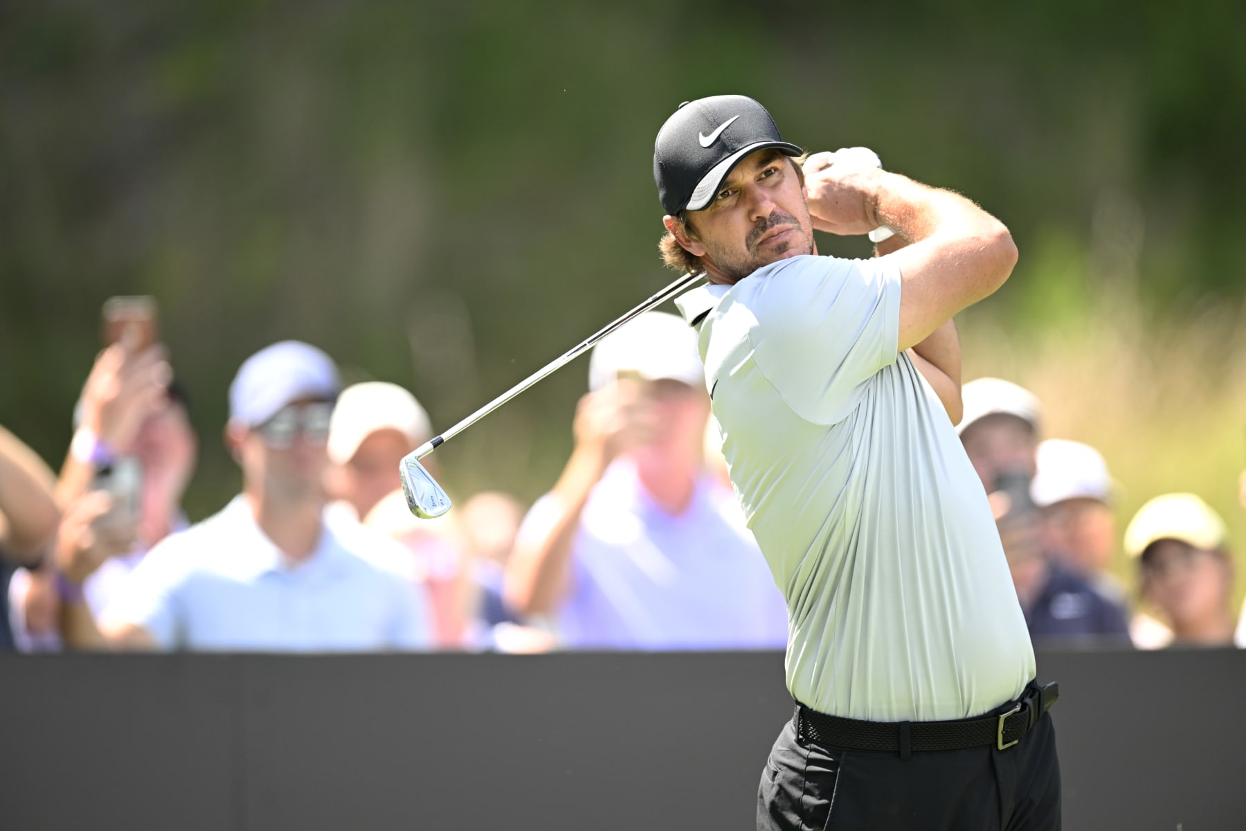 WHITE SULPHUR SPRINGS, WEST VIRGINIA - AUGUST 05: Brooks Koepka of the United States plays his shot from the seventh tee box during day two of the LIV Golf Invitational - Greenbrier at The Old White Course on August 05, 2023 in White Sulphur Springs, West Virginia. (Photo by Eakin Howard/Getty Images)
