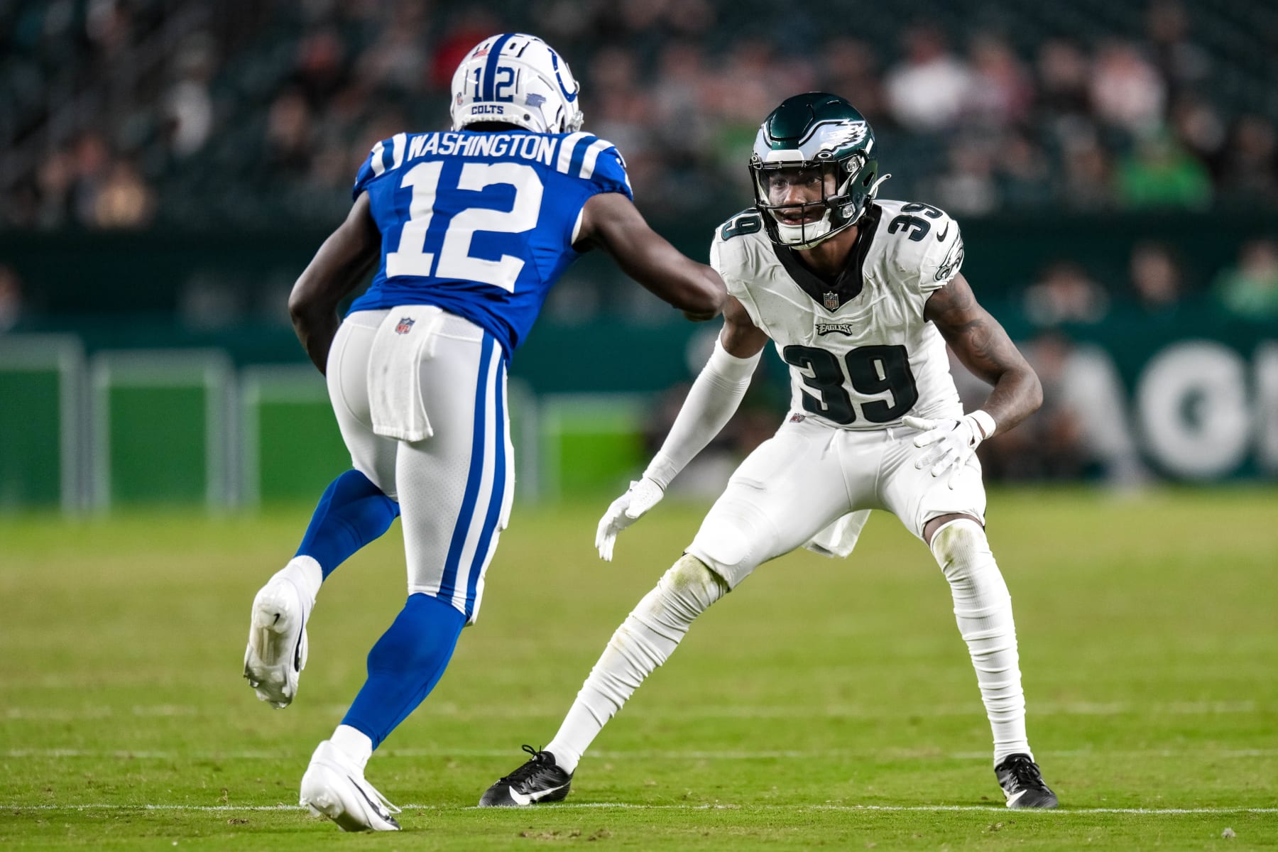 PHILADELPHIA, PA - AUGUST 24: Philadelphia Eagles cornerback Eli Ricks (39) in action during the preseason NFL game between the Philadelphia Eagles and Indianapolis Colts on August 24, 2023 at Lincoln Financial Field in Philadelphia, PA (Photo by John Jones/Icon Sportswire via Getty Images)