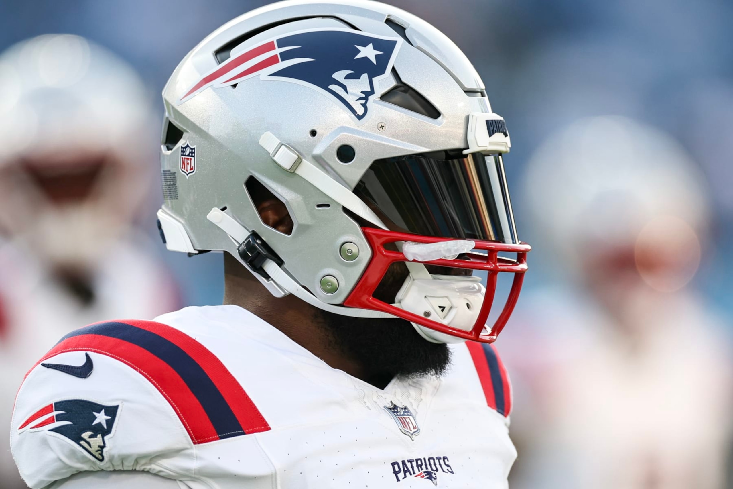 NASHVILLE, TENNESSEE - AUGUST 25: Ezekiel Elliott #15 of the New England Patriots warms up before facing the Tennessee Titans during a preseason game at Nissan Stadium on August 25, 2023 in Nashville, Tennessee. (Photo by Silas Walker/Getty Images)