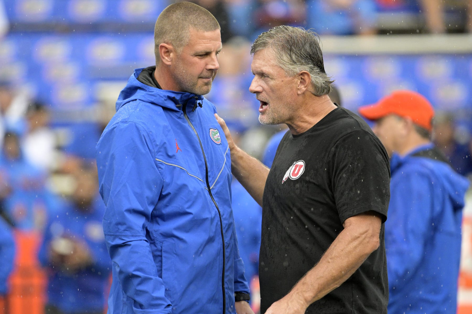 Florida head coach Billy Napier, left, and Utah counterpart Kyle Whittingham.