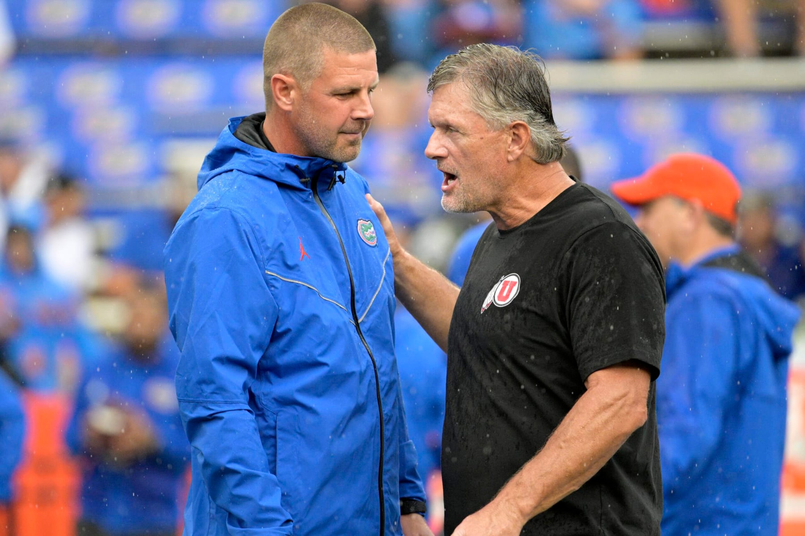 Florida head coach Billy Napier, left, and Utah counterpart Kyle Whittingham.