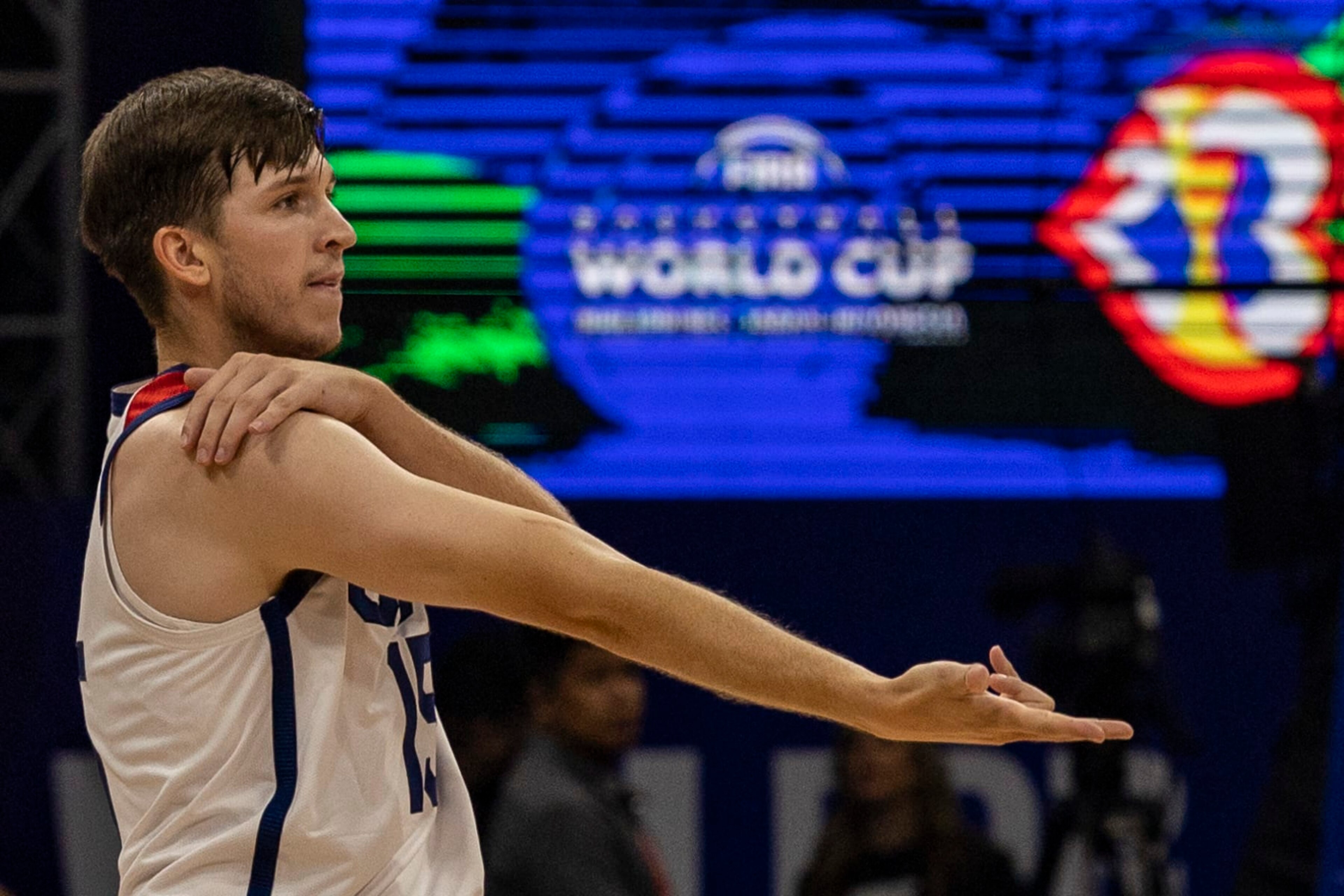 MANILA, PHILIPPINES - AUGUST 30: Austin Reaves #15 of USA celebrates after scoring during the FIBA Basketball World Cup Group C game between United States and Jordan at Mall of Asia Arena on August 30, 2023 in Pasay, Metro Manila, Philippines. (Photo by Ezra Acayan/Getty Images) MANILA, PHILIPPINES - AUGUST 30: Austin Reaves #15 of USA celebrates after scoring during the FIBA Basketball World Cup Group C game between United States and Jordan at Mall of Asia Arena on August 30, 2023 in Pasay, Metro Manila, Philippines. (Photo by Ezra Acayan/Getty Images)