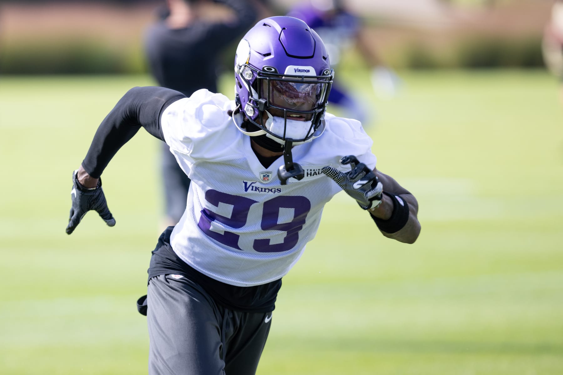 EAGAN, MN - AUGUST 12: Minnesota Vikings cornerback Joejuan Williams (29) runs a drill during Minnesota Vikings Training Camp at TCO Performance Center on August 12, 2023 in Eagan, Minnesota. (Photo by Bailey Hillesheim/Icon Sportswire via Getty Images)