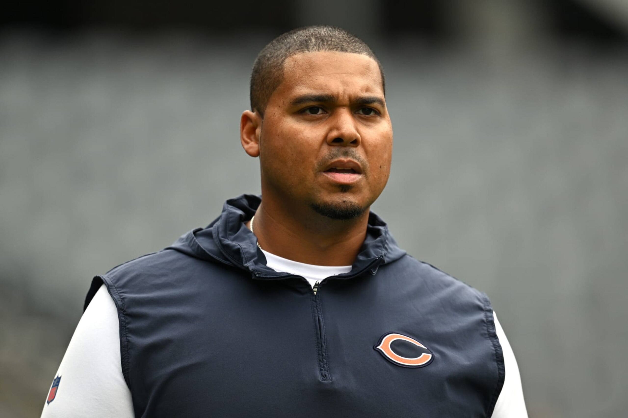 CHICAGO, ILLINOIS - AUGUST 26: : General manager Ryan Poles looks on before a preseason game between the Chicago Bears and the Buffalo Bills at Soldier Field on August 26, 2023 in Chicago, Illinois. (Photo by Quinn Harris/Getty Images) CHICAGO, ILLINOIS - AUGUST 26: : General manager Ryan Poles looks on before a preseason game between the Chicago Bears and the Buffalo Bills at Soldier Field on August 26, 2023 in Chicago, Illinois. (Photo by Quinn Harris/Getty Images)