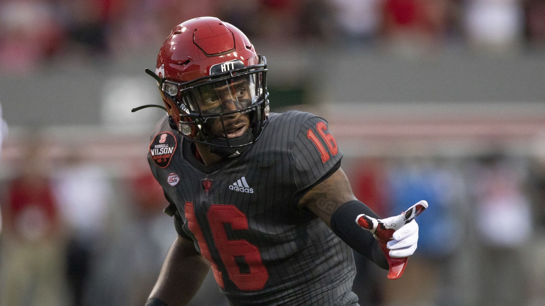 North Carolina State's Rakeim Ashford (16) prepares for a snap during during an NCAA football game on Thursday, Sept. 2, 2021, in Raleigh, N.C. (AP Photo/Ben McKeown)