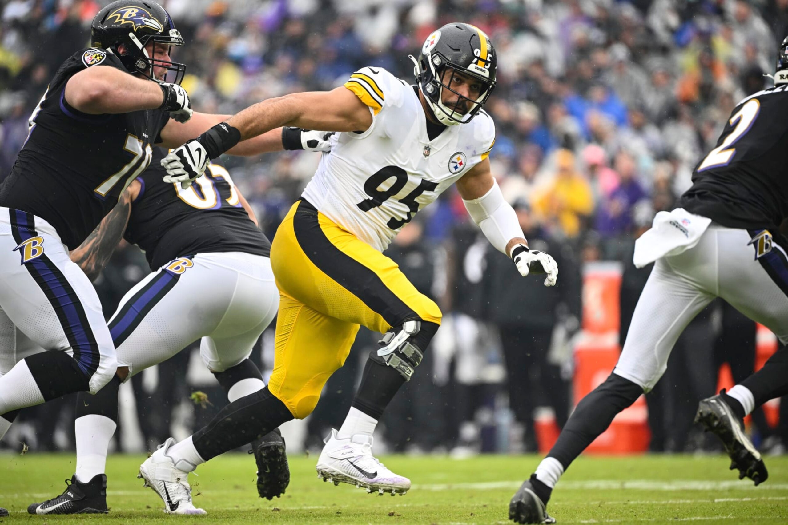 Pittsburgh Steelers defensive end Chris Wormley (95) in action during the first quarter of an NFL football game against the Baltimore Ravens, Sunday, Jan. 9, 2022, in Baltimore. (AP Photo/Terrance Williams) Pittsburgh Steelers defensive end Chris Wormley (95) in action during the first quarter of an NFL football game against the Baltimore Ravens, Sunday, Jan. 9, 2022, in Baltimore. (AP Photo/Terrance Williams)