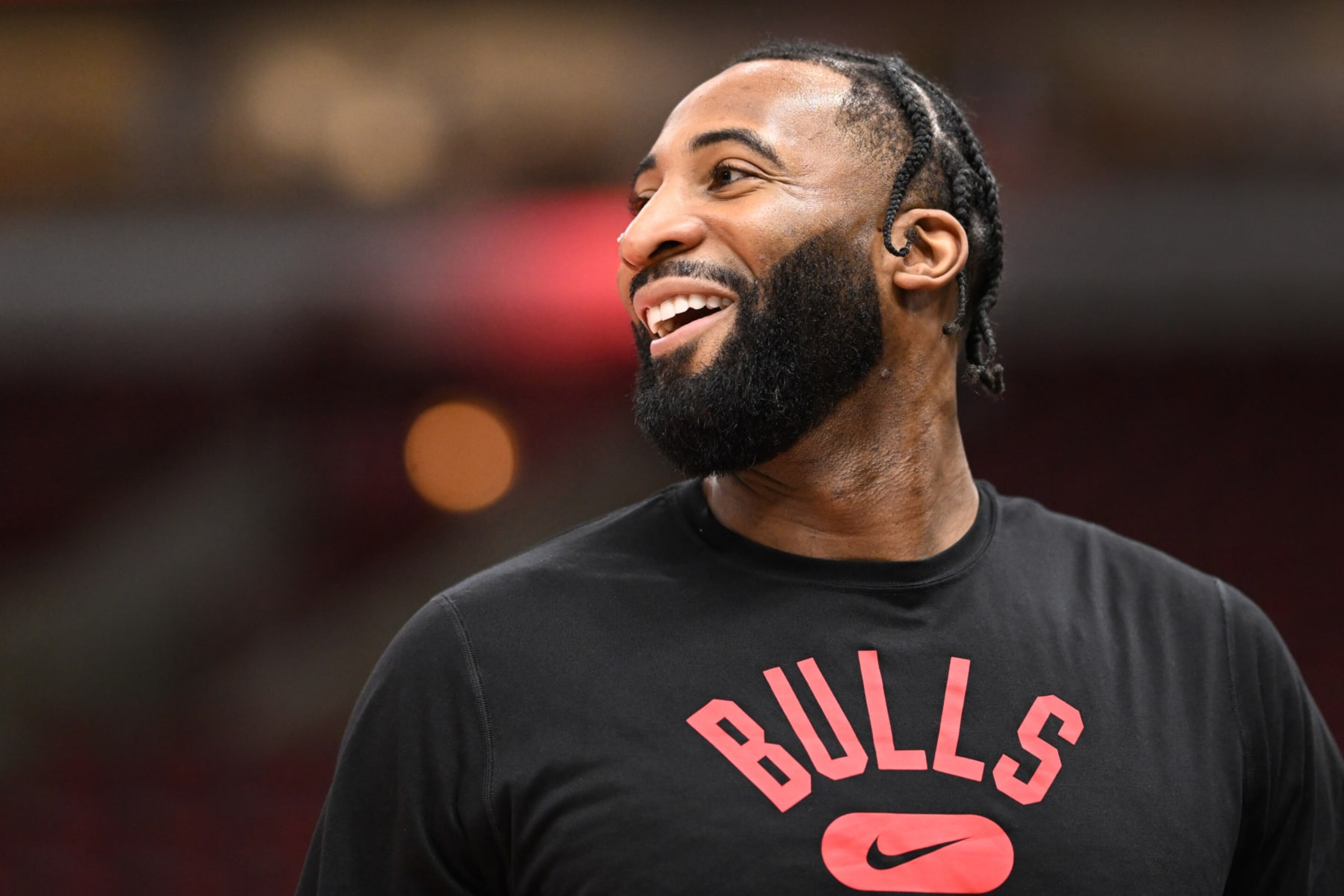 CHICAGO, ILLINOIS - APRIL 09: Andre Drummond #3 of the Chicago Bulls warms up before the game against the Detroit Pistons at United Center on April 09, 2023 in Chicago, Illinois. NOTE TO USER: User expressly acknowledges and agrees that, by downloading and or using this photograph, User is consenting to the terms and conditions of the Getty Images License Agreement. (Photo by Quinn Harris/Getty Images) CHICAGO, ILLINOIS - APRIL 09: Andre Drummond #3 of the Chicago Bulls warms up before the game against the Detroit Pistons at United Center on April 09, 2023 in Chicago, Illinois. NOTE TO USER: User expressly acknowledges and agrees that, by downloading and or using this photograph, User is consenting to the terms and conditions of the Getty Images License Agreement. (Photo by Quinn Harris/Getty Images)