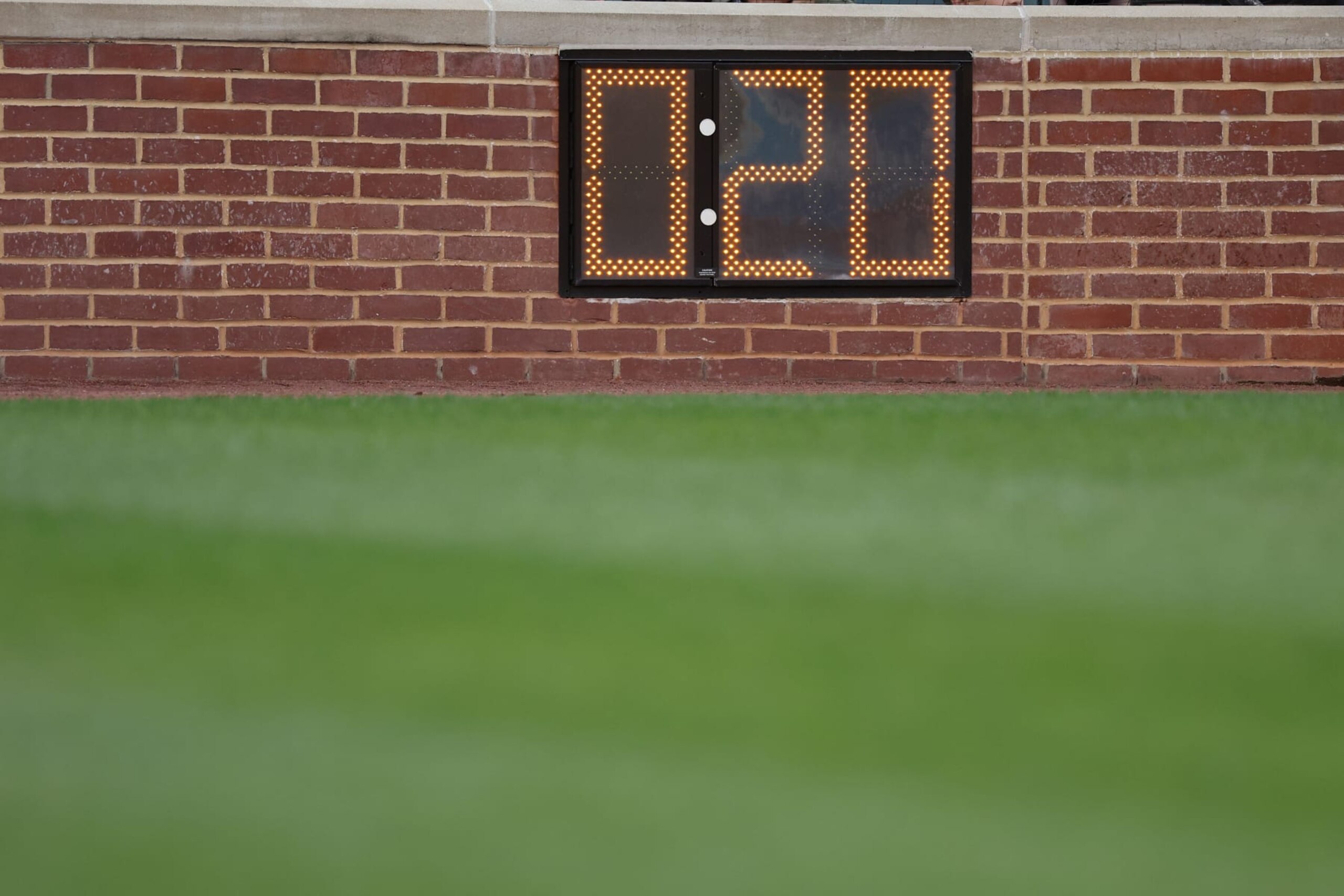 BALTIMORE, MARYLAND - MAY 09: A detailed view of the pitch clock is seen at Oriole Park at Camden Yards on May 9, 2023 in Baltimore, Maryland. (Photo by Patrick Smith/Getty Images) BALTIMORE, MARYLAND - MAY 09: A detailed view of the pitch clock is seen at Oriole Park at Camden Yards on May 9, 2023 in Baltimore, Maryland. (Photo by Patrick Smith/Getty Images)