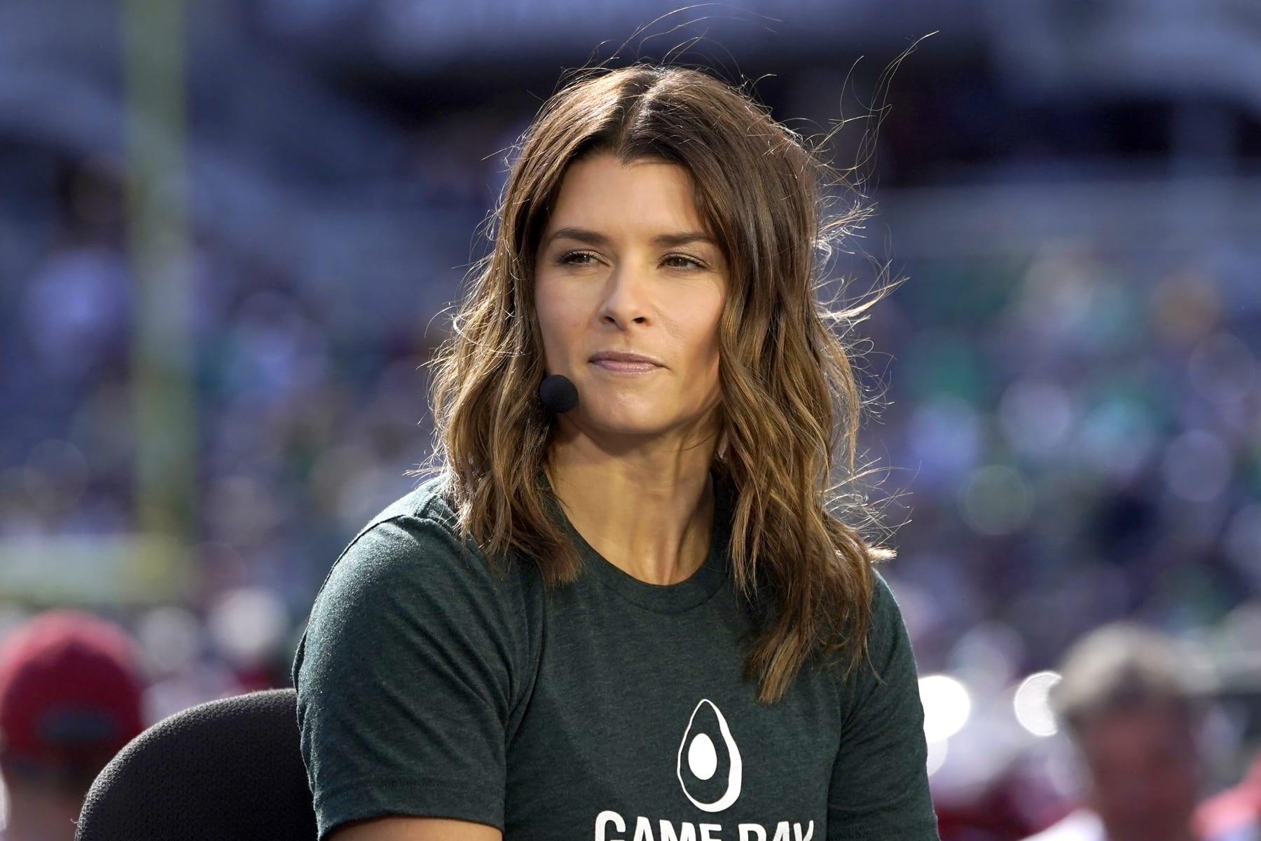 Danica Patrick sits on the set of ESPN's College Game Day program as a guest picker in Soldier Field before an NCAA college football game between Wisconsin and Notre Dame Saturday, Sept. 25, 2021, in Chicago. (AP Photo/Charles Rex Arbogast) Danica Patrick sits on the set of ESPN's College Game Day program as a guest picker in Soldier Field before an NCAA college football game between Wisconsin and Notre Dame Saturday, Sept. 25, 2021, in Chicago. (AP Photo/Charles Rex Arbogast)