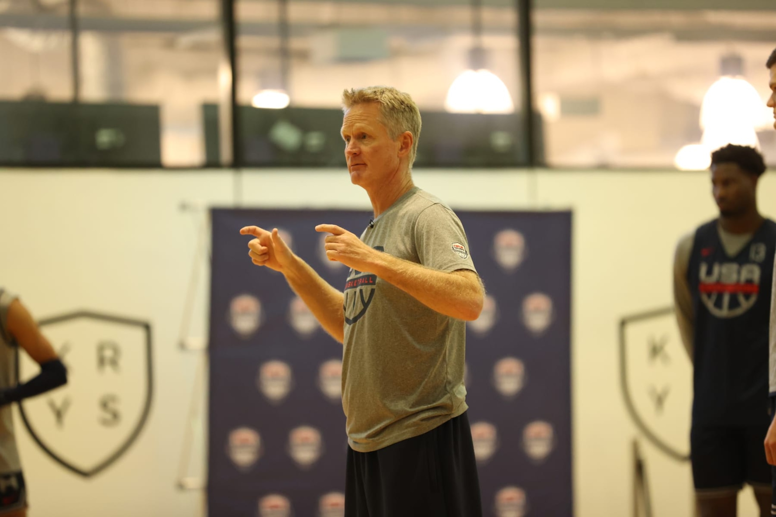 MANILA, PHILIPPINES - SEPTEMBER 4: Steve Kerr of the USA Men's Senior National Team during practice on September 4, 2023 at Kerry Sport Center in Manila, Philippines. NOTE TO USER: User expressly acknowledges and agrees that, by downloading and/or using this photograph, user is consenting to the terms and conditions of the Getty Images License Agreement. Mandatory Copyright Notice: Copyright 2023 NBAE (Photo by Stephen Gosling/NBAE via Getty Images)