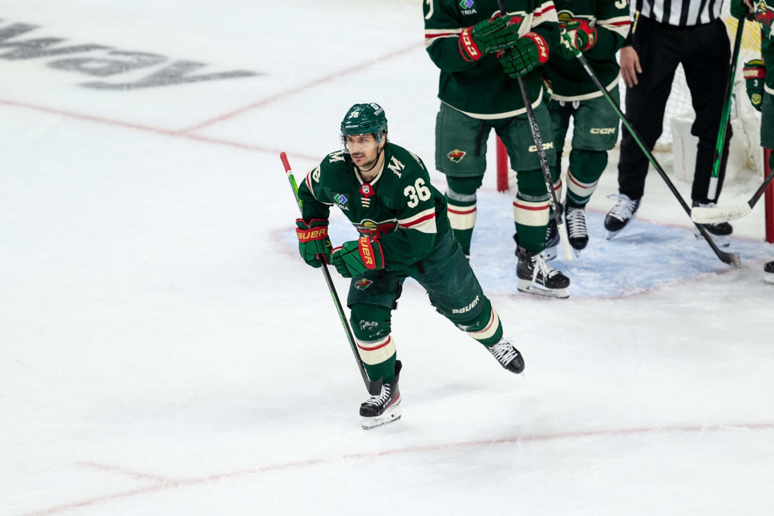 SAINT PAUL, MN - APRIL 21: Minnesota Wild right wing Mats Zuccarello (36) celebrates after a goal during the NHL game between the Minnesota Wild and the Dallas Stars, on April 21st, 2023, at the Xcel Energy Center in Saint Paul, MN. (Photo by Bailey Hillesheim/Icon Sportswire via Getty Images) SAINT PAUL, MN - APRIL 21: Minnesota Wild right wing Mats Zuccarello (36) celebrates after a goal during the NHL game between the Minnesota Wild and the Dallas Stars, on April 21st, 2023, at the Xcel Energy Center in Saint Paul, MN. (Photo by Bailey Hillesheim/Icon Sportswire via Getty Images)