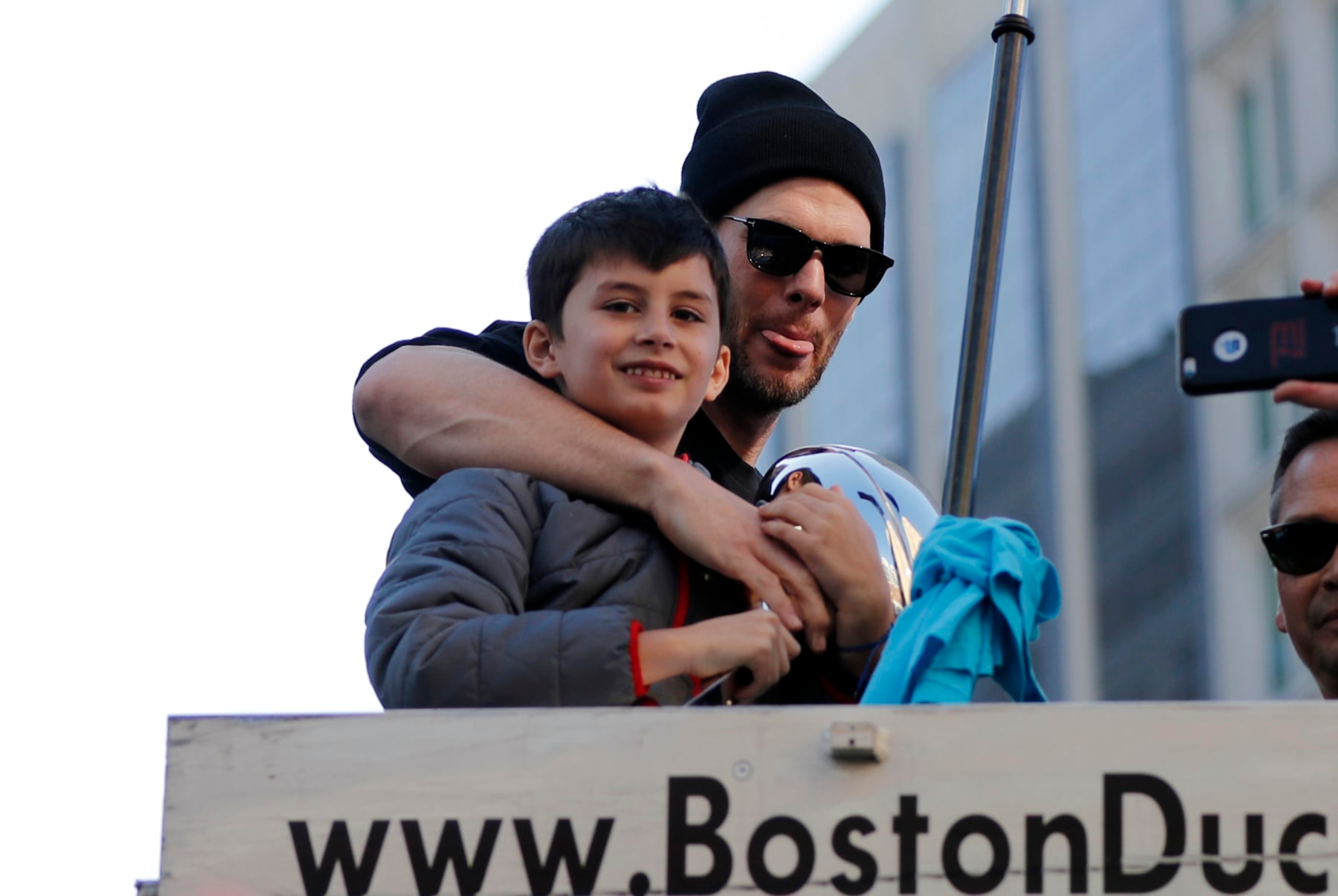 BOSTON, MA - FEBRUARY 05: New England Patriots quarterback Tom Brady (12) poses with son Benjamin during the New England Patriots Super Bowl Victory Parade on February 5. 2019, through the streets of Boston, Massachusetts. (Photo by Fred Kfoury III/Icon Sportswire via Getty Images) BOSTON, MA - FEBRUARY 05: New England Patriots quarterback Tom Brady (12) poses with son Benjamin during the New England Patriots Super Bowl Victory Parade on February 5. 2019, through the streets of Boston, Massachusetts. (Photo by Fred Kfoury III/Icon Sportswire via Getty Images)