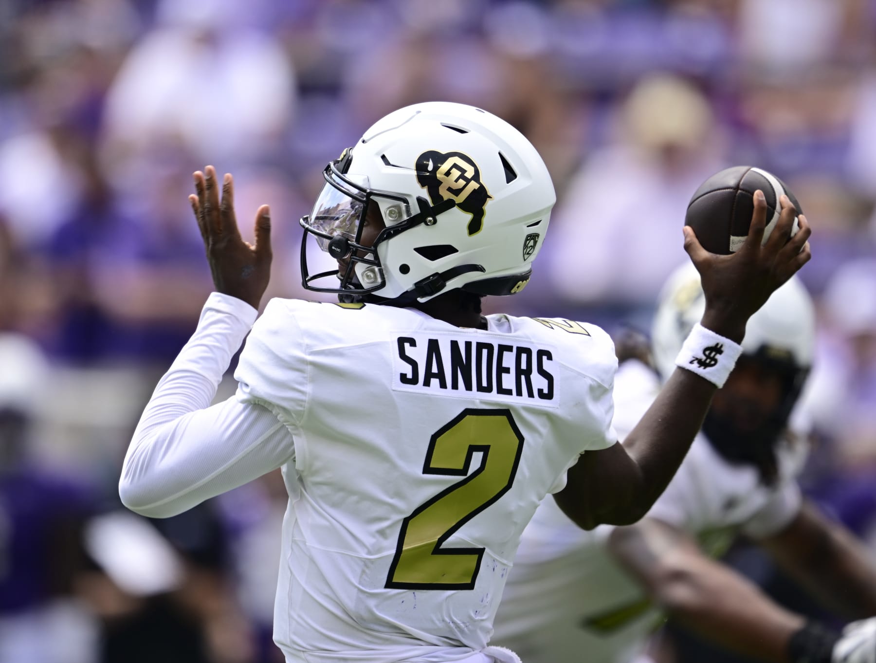 FT. WORTH, TX - SEPTEMBER 02: Colorado Buffaloes quarterback Shedeur Sanders (2) throws against the TCU Horned Frogs in the second quarter at Amon G. Carter Stadium in Ft. Worth September 02, 2023. (Photo by Andy Cross/MediaNews Group/The Denver Post via Getty Images) FT. WORTH, TX - SEPTEMBER 02: Colorado Buffaloes quarterback Shedeur Sanders (2) throws against the TCU Horned Frogs in the second quarter at Amon G. Carter Stadium in Ft. Worth September 02, 2023. (Photo by Andy Cross/MediaNews Group/The Denver Post via Getty Images)