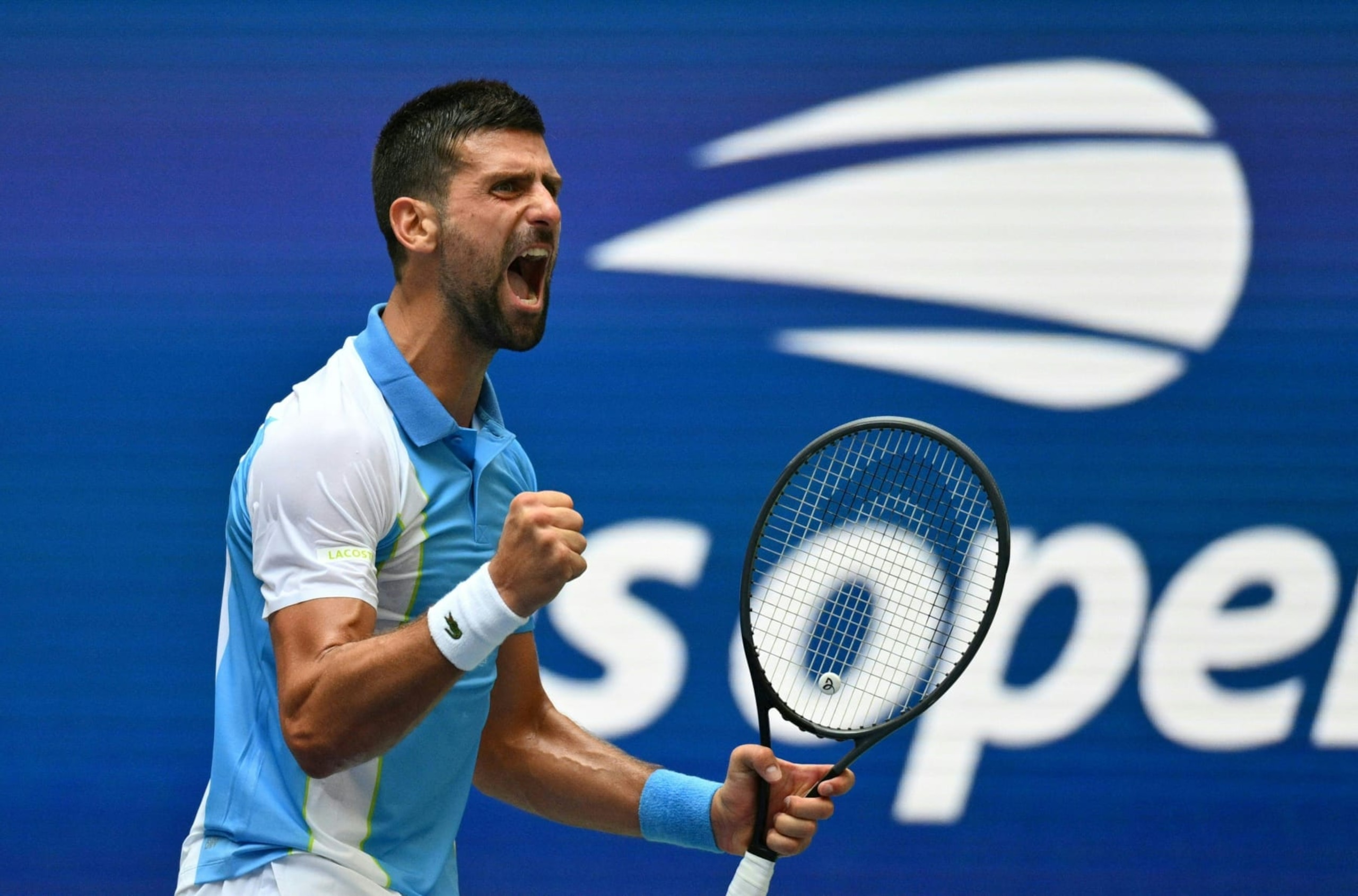 Serbia's Novak Djokovic reacts while facing USA's Taylor Fritz during the US Open tennis tournament men's singles quarter-finals match at the USTA Billie Jean King National Tennis Center in New York City, on September 5, 2023. (Photo by ANGELA WEISS / AFP) (Photo by ANGELA WEISS/AFP via Getty Images) Serbia's Novak Djokovic reacts while facing USA's Taylor Fritz during the US Open tennis tournament men's singles quarter-finals match at the USTA Billie Jean King National Tennis Center in New York City, on September 5, 2023. (Photo by ANGELA WEISS / AFP) (Photo by ANGELA WEISS/AFP via Getty Images)