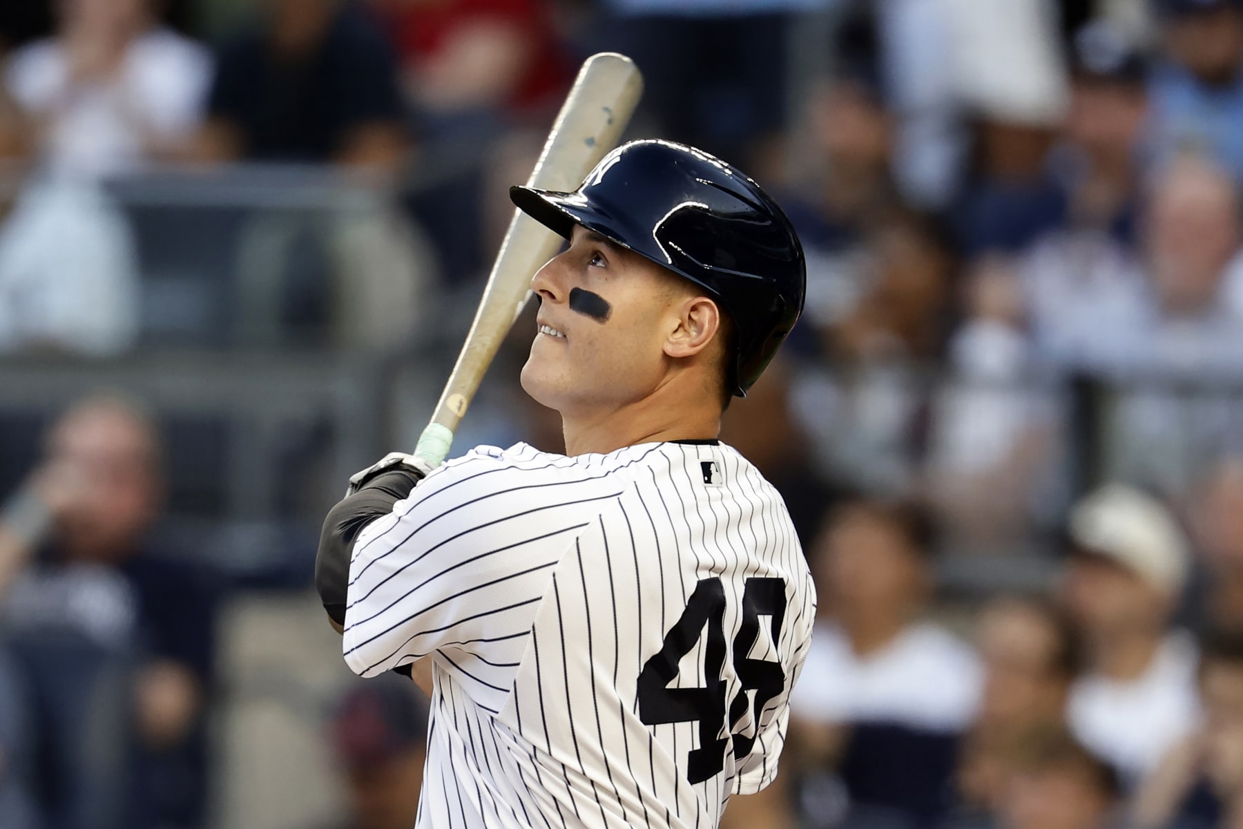 NEW YORK, NY - AUGUST 1: Anthony Rizzo #48 of the New York Yankees swings during an at-bat in the second inning against the Tampa Bay Rays at Yankee Stadium on August 1, 2023 in New York City. (Photo by Adam Hunger/Getty Images)