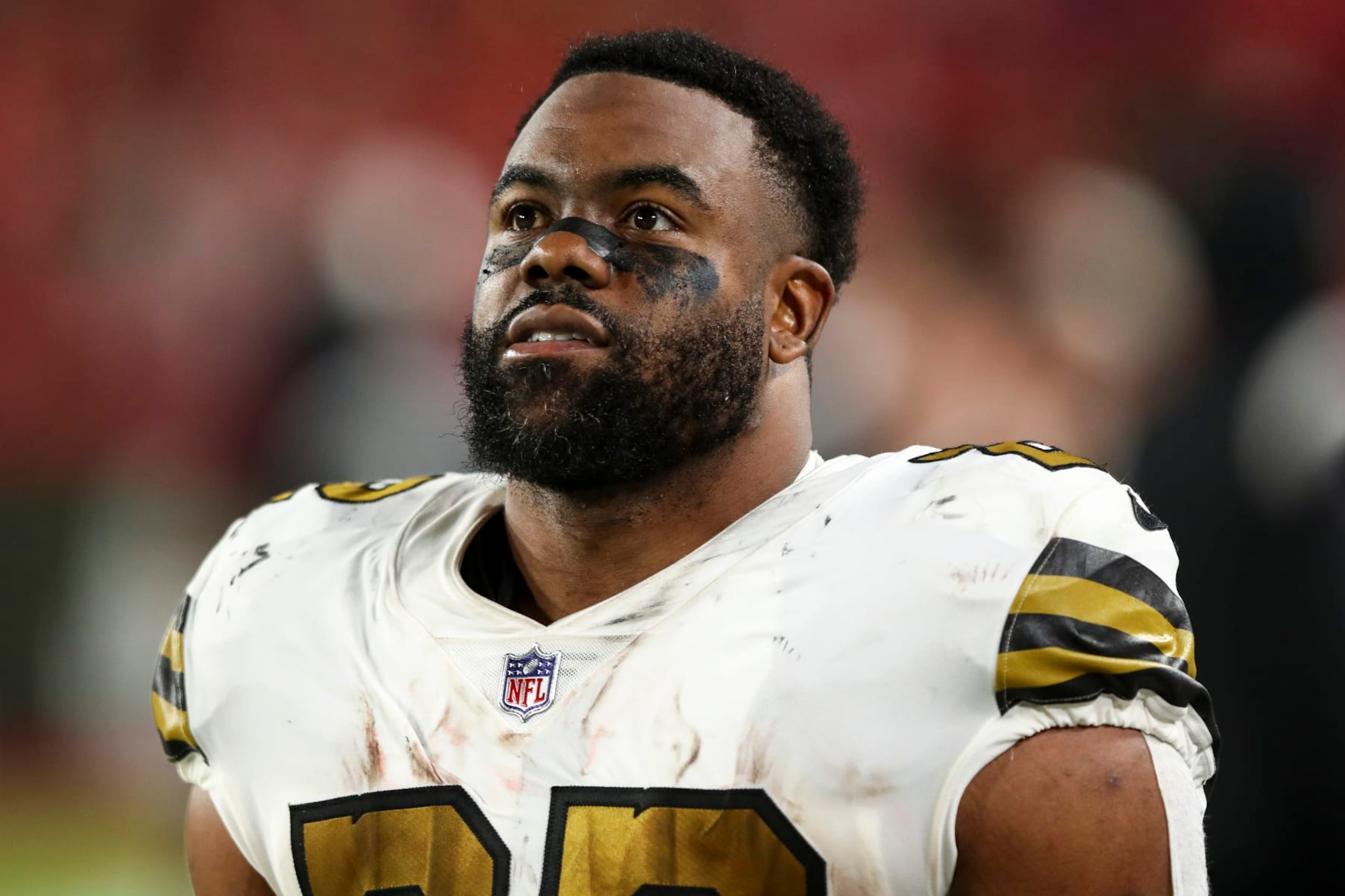 TAMPA, FL - DECEMBER 5: Mark Ingram II #22 of the New Orleans Saints watches from the sidelines during an NFL football game against the Tampa Bay Buccaneers at Raymond James Stadium on December 5, 2022 in Tampa, Florida. (Photo by Kevin Sabitus/Getty Images) TAMPA, FL - DECEMBER 5: Mark Ingram II #22 of the New Orleans Saints watches from the sidelines during an NFL football game against the Tampa Bay Buccaneers at Raymond James Stadium on December 5, 2022 in Tampa, Florida. (Photo by Kevin Sabitus/Getty Images)