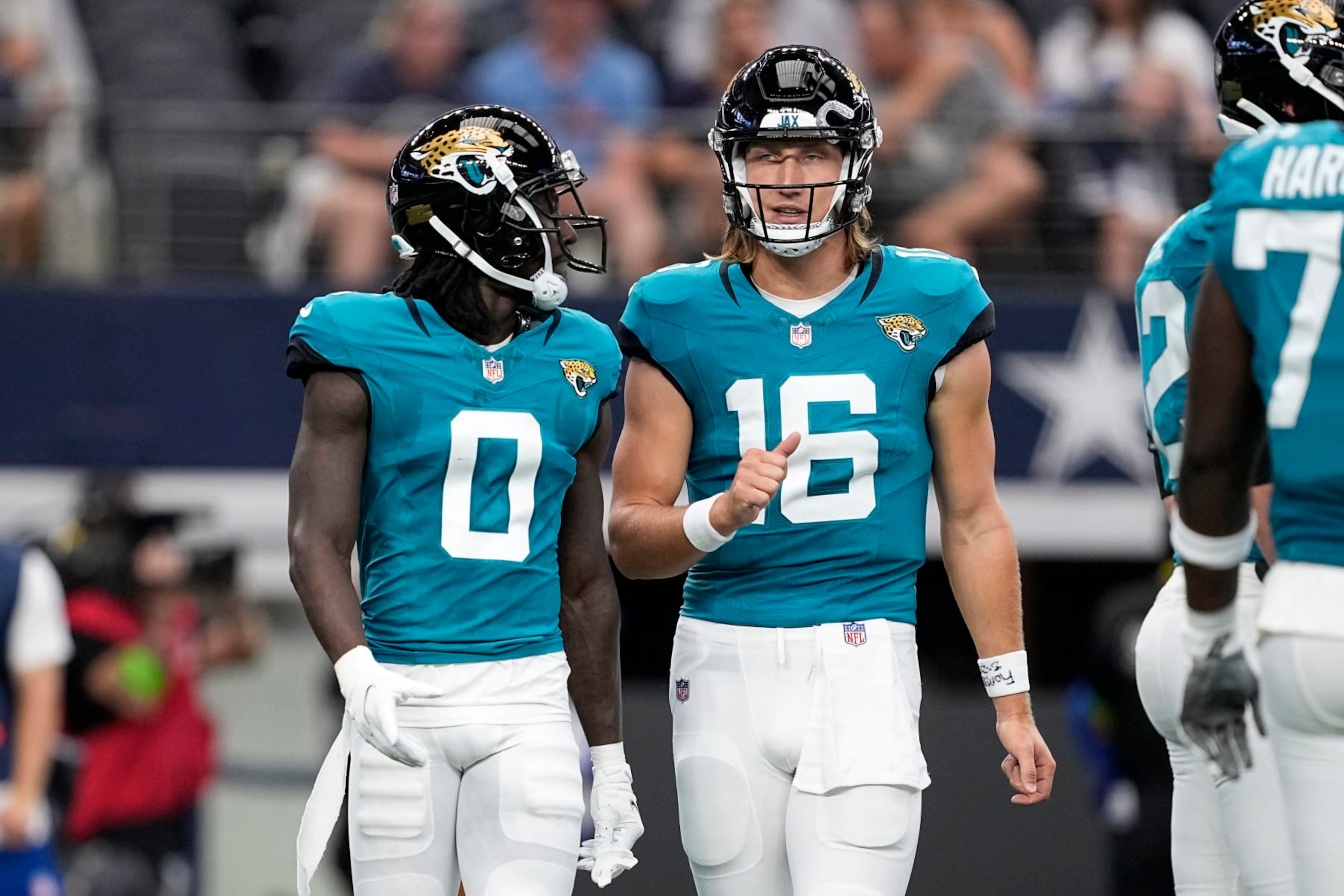 Jacksonville Jaguars wide receiver Calvin Ridley (left) and quarterback Trevor Lawrence (right) Jacksonville Jaguars wide receiver Calvin Ridley (left) and quarterback Trevor Lawrence (right)