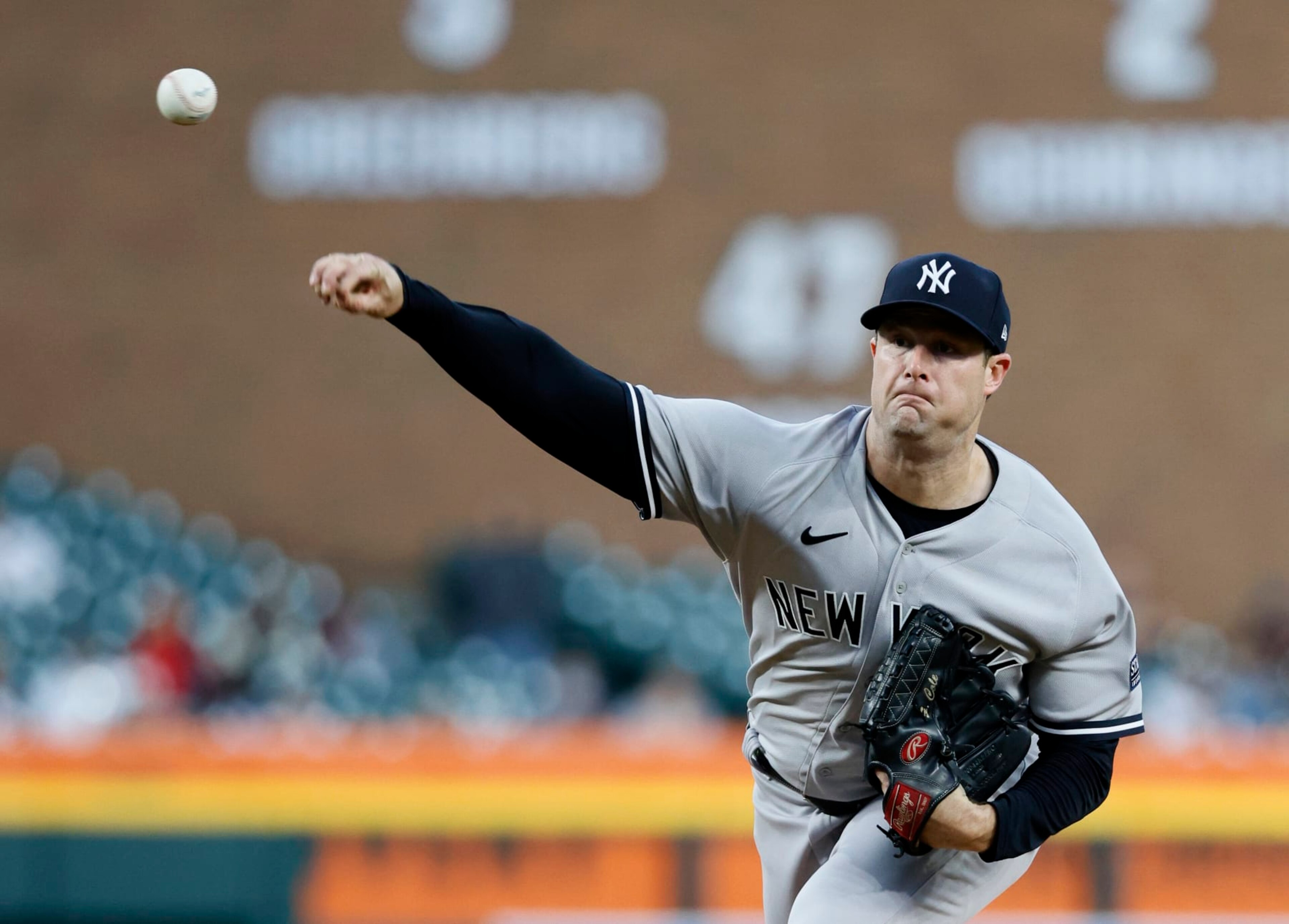 DETROIT, MI - AUGUST 30: Gerrit Cole #45 of the New York Yankees pitches against the Detroit Tigers during the fourth inning at Comerica Park on August 30, 2023 in Detroit, Michigan. (Photo by Duane Burleson/Getty Images) DETROIT, MI - AUGUST 30: Gerrit Cole #45 of the New York Yankees pitches against the Detroit Tigers during the fourth inning at Comerica Park on August 30, 2023 in Detroit, Michigan. (Photo by Duane Burleson/Getty Images)