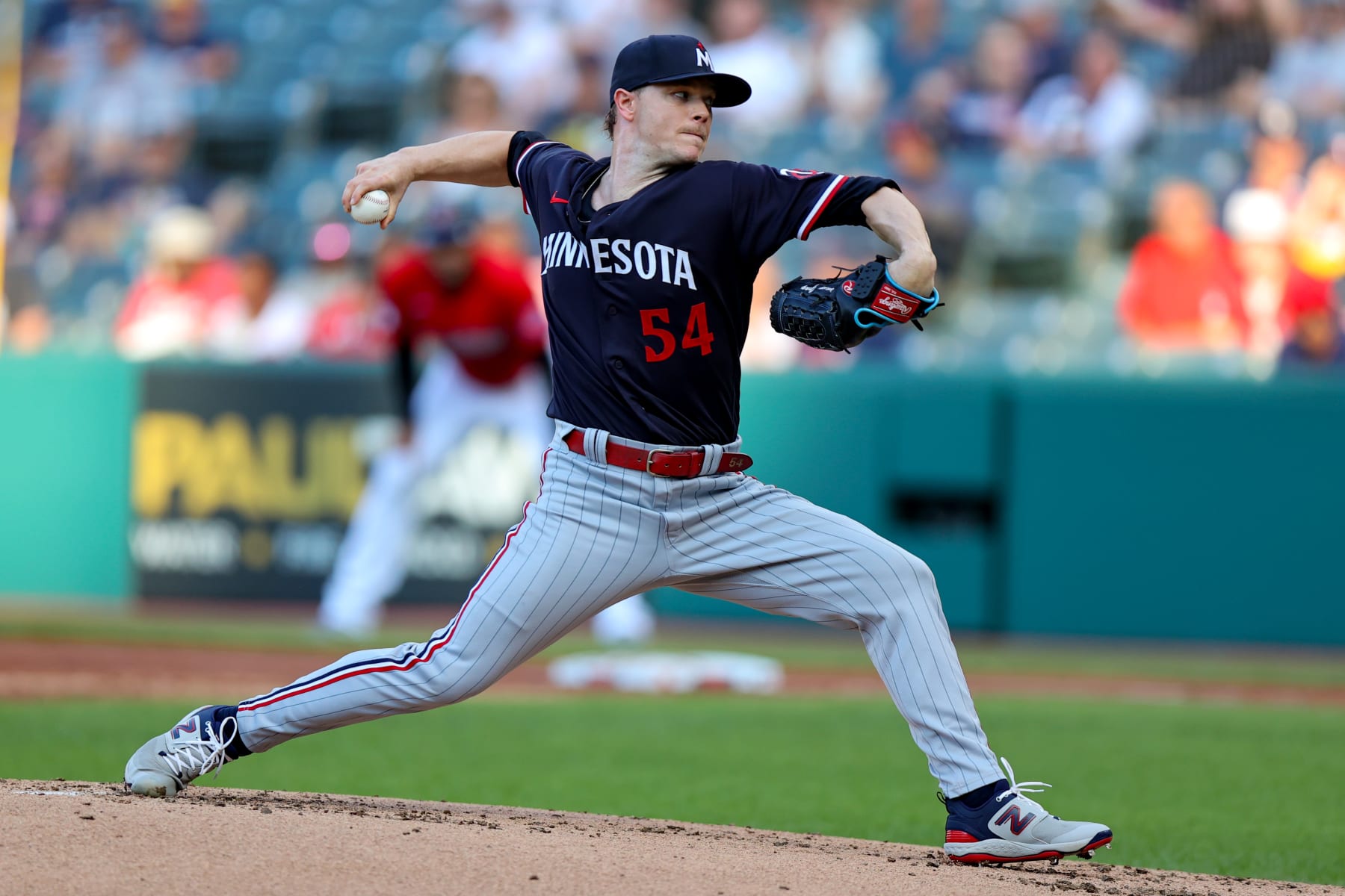 CLEVELAND, OH - SEPTEMBER 05: Minnesota Twins starting pitcher Sonny Gray (54) delivers a pitch to the plate during the first inning of the Major League Baseball game between the Minnesota Twins and Cleveland Guardians on September 5, 2023, at Progressive Field in Cleveland, OH. (Photo by Frank Jansky/Icon Sportswire via Getty Images)