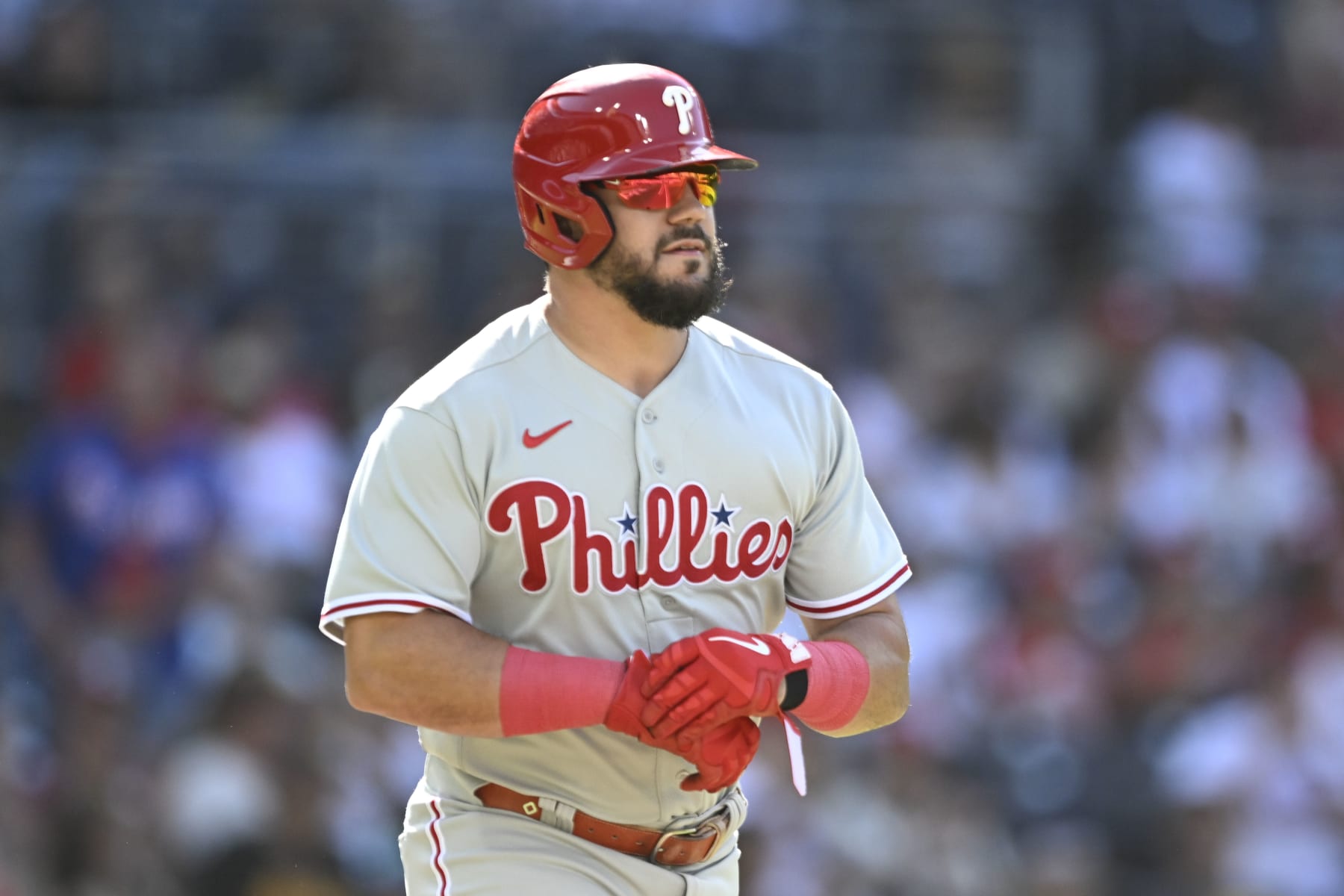 SAN DIEGO, CA - SEPTEMBER 04: Kyle Schwarber #12 of the Philadelphia Phillies plays during a baseball game against the San Diego Padres on September 4, 2023 at Petco Park in San Diego, California. (Photo by Denis Poroy/Getty Images)