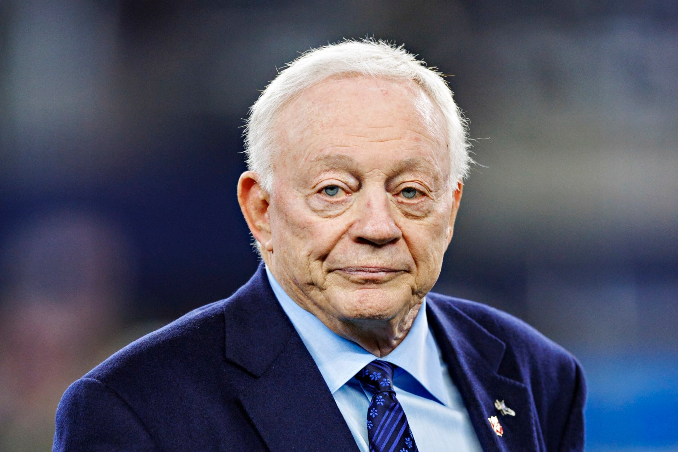 ARLINGTON, TEXAS - DECEMBER 4:  Jerry Jones, Owner of the Dallas Cowboys, on the field before a game against the Indianapolis Colts at AT&T Stadium on December 4, 2022 in Arlington, Texas. The Cowboys defeated the Colts 54-19. (Photo by Wesley Hitt/Getty Images)