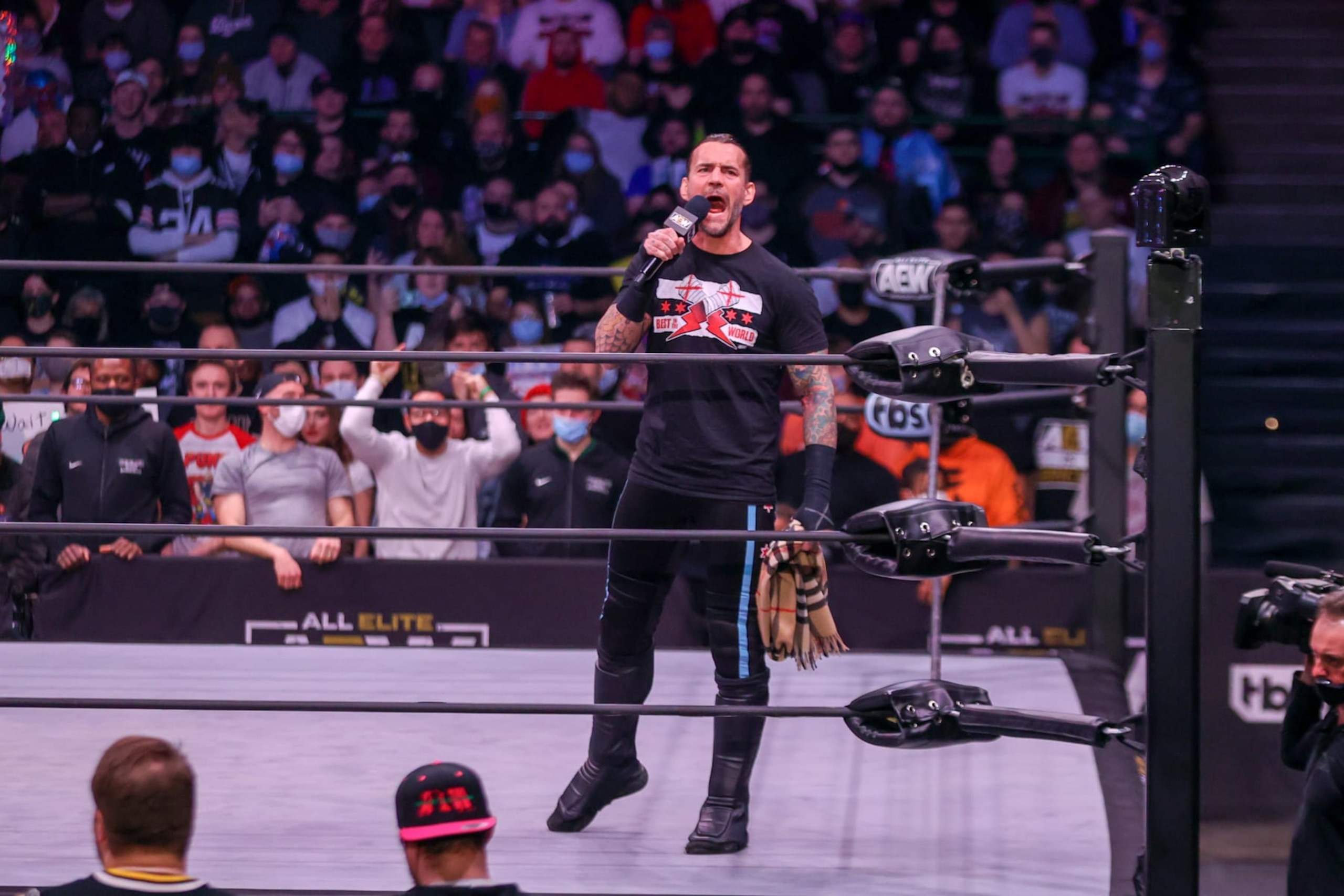CLEVELAND, OH - JANUARY 26: CM Punk in the ring during AEW Dynamite on January 26, 2022, at the Wolstein Center in Cleveland, OH. (Photo by Frank Jansky/Icon Sportswire via Getty Images) CLEVELAND, OH - JANUARY 26: CM Punk in the ring during AEW Dynamite on January 26, 2022, at the Wolstein Center in Cleveland, OH. (Photo by Frank Jansky/Icon Sportswire via Getty Images)