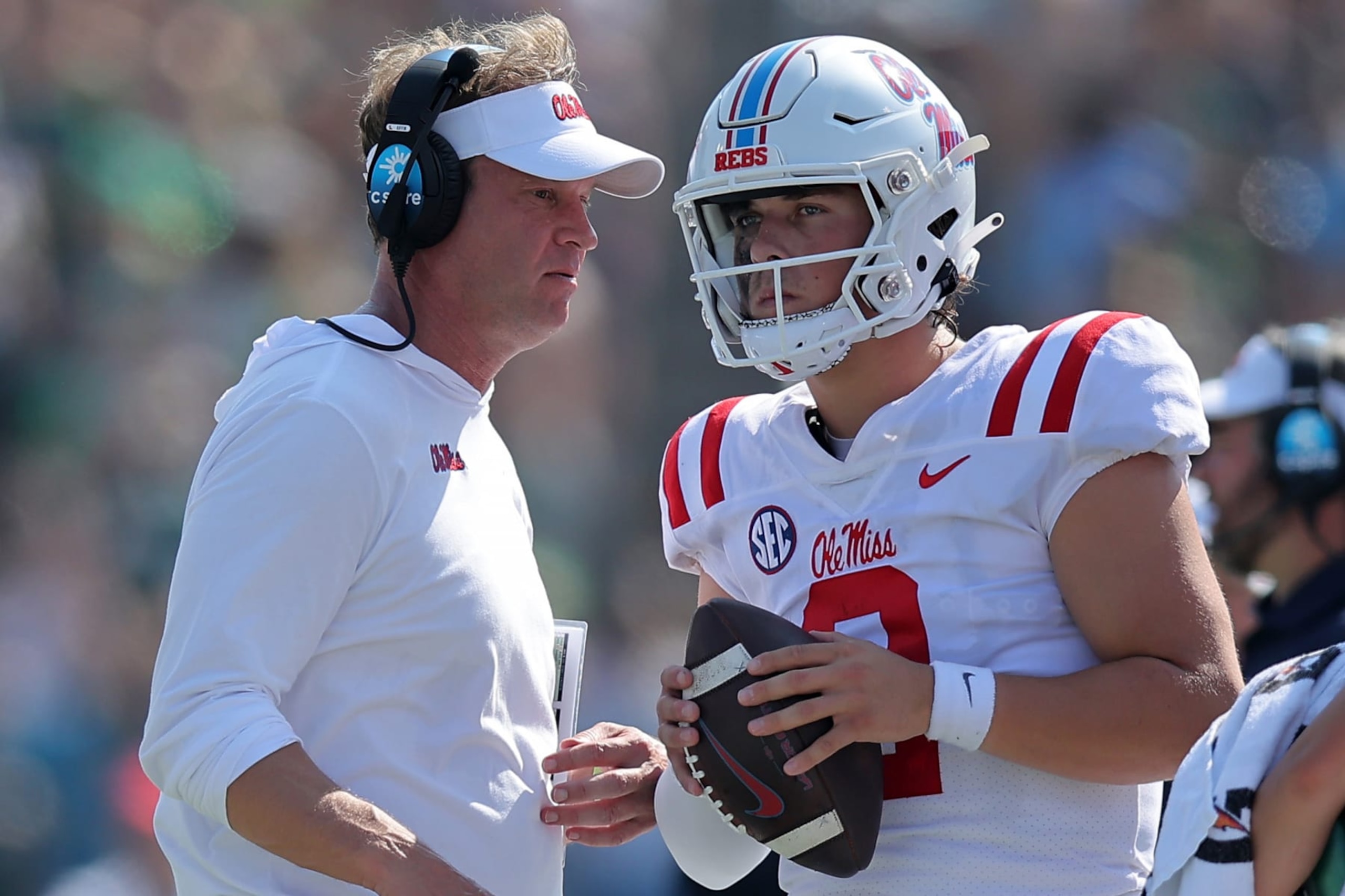 Lane Kiffin and Jaxson Dart