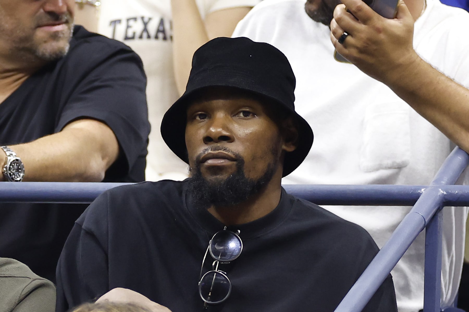 NEW YORK, NEW YORK - SEPTEMBER 09: Kevin Durant of the Phoenix Suns looks on during the Women's Singles Final match between Coco Gauff of the United States and Aryna Sabalenka of Belarus on Day Thirteen of the 2023 US Open at the USTA Billie Jean King National Tennis Center on September 09, 2023 in the Flushing neighborhood of the Queens borough of New York City. (Photo by Sarah Stier/Getty Images)