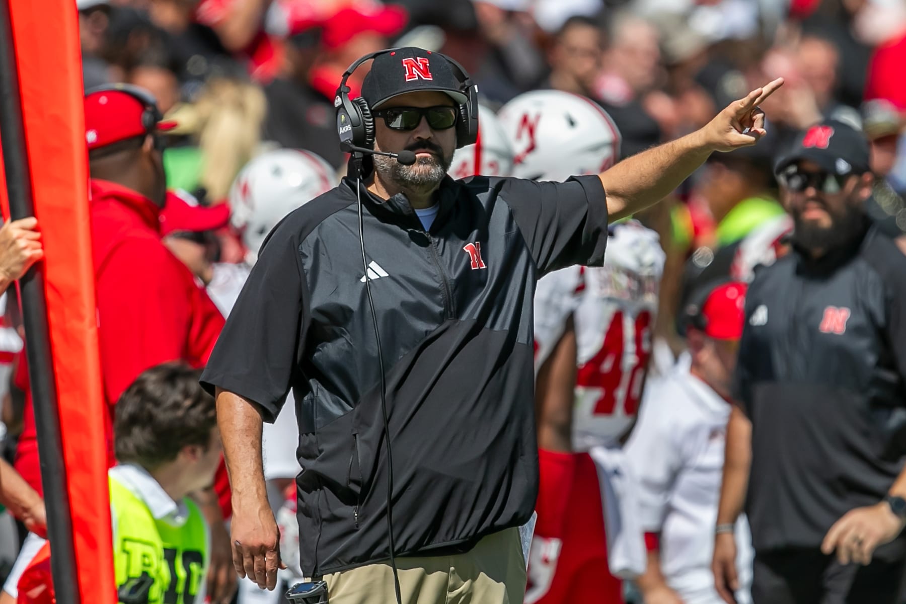 BOULDER, CO - SEPTEMBER 09:  Nebraska head coach Matt Rhule signals to his team during the home opener game between the Colorado Buffaloes and the the Nebraska Cornhuskers on Saturday, September 9, 2023 at Folsom Field in Boulder, CO.  (Photo by Nick Tre. Smith/Icon Sportswire via Getty Images)