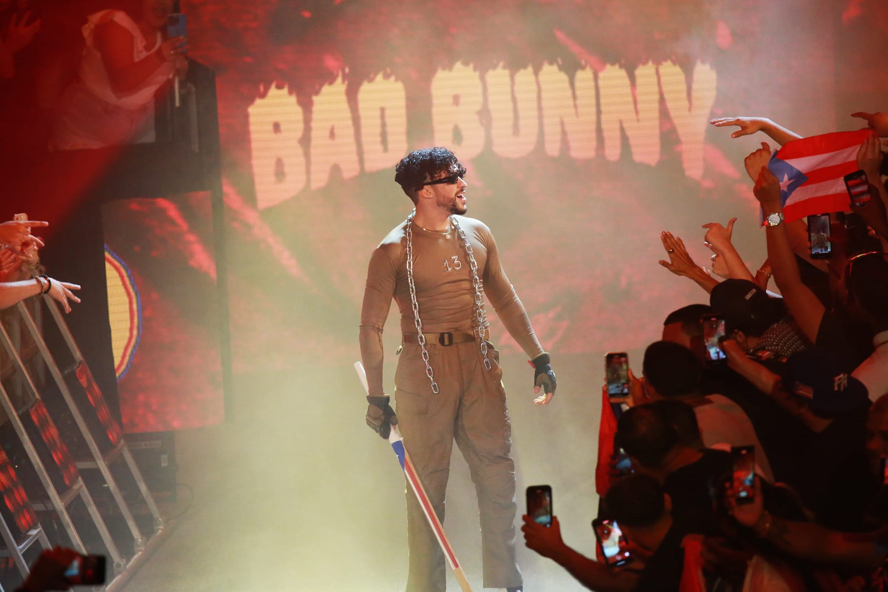 SAN JUAN, PUERTO RICO - MAY 06: Bad Bunny enters the ring during the WWE Backlash at Coliseo de Puerto Rico José Miguel Agrelot on May 06, 2023 in San Juan, Puerto Rico.(Photo by Gladys Vega/ Getty Images)