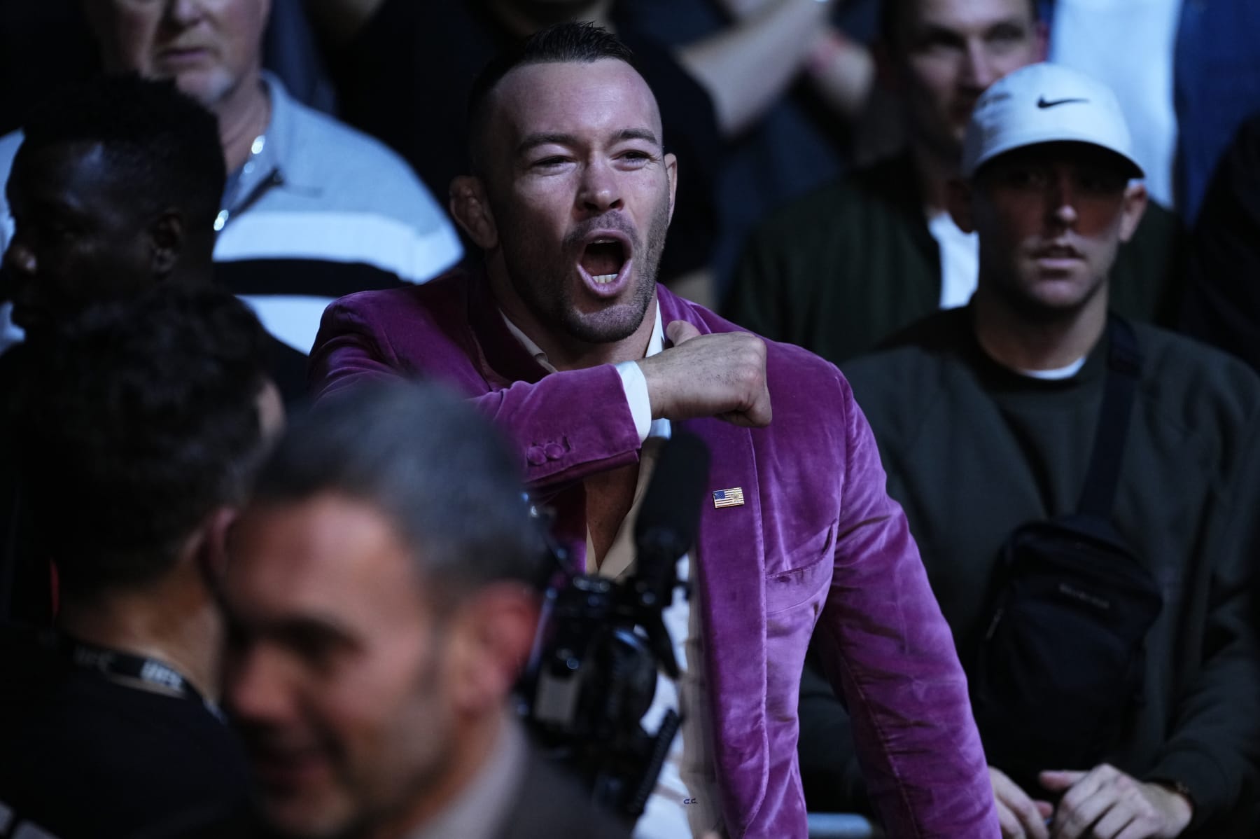 LONDON, ENGLAND - MARCH 18: Colby Covington is seen in attendance during the UFC 286 event at The O2 Arena on March 18, 2023 in London, England. (Photo by Jeff Bottari/Zuffa LLC via Getty Images)