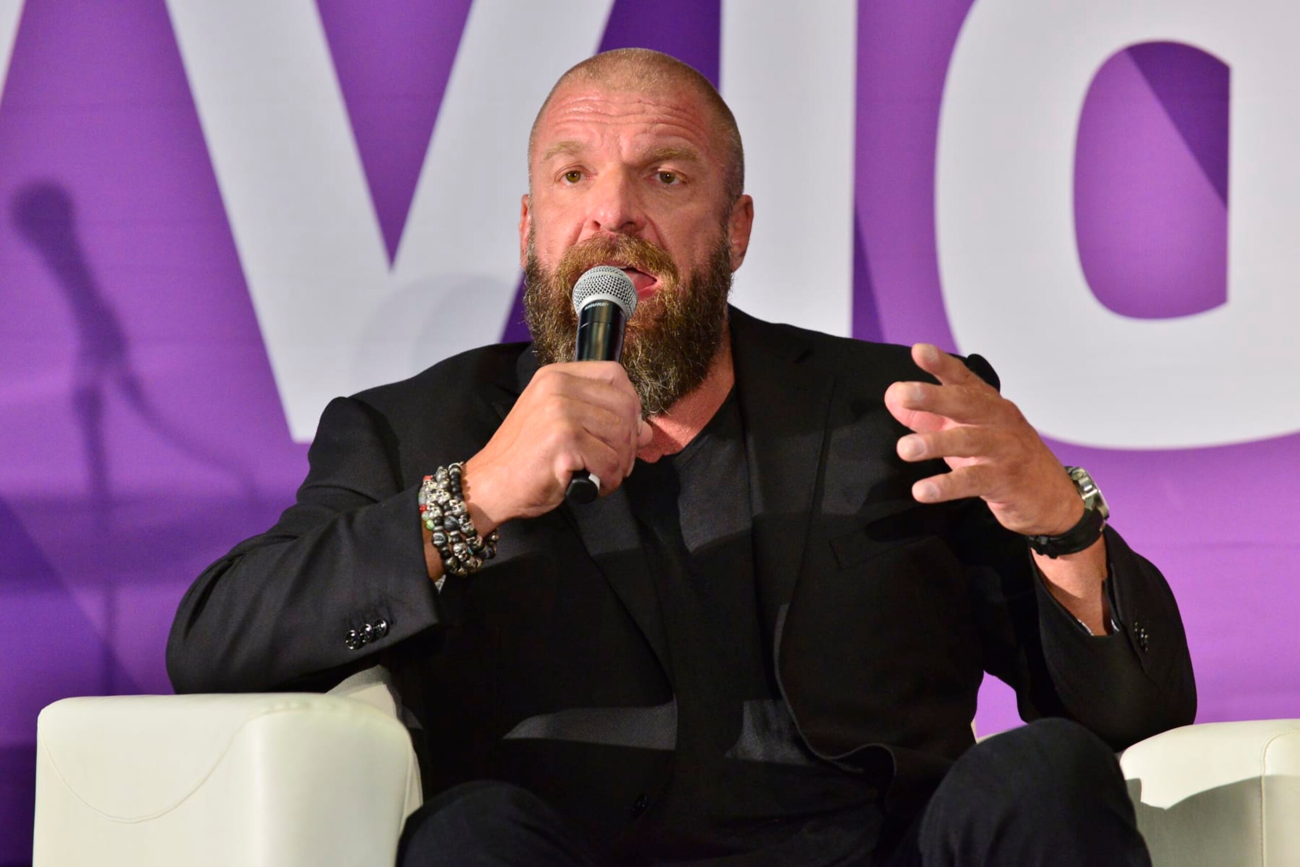 ANAHEIM, CALIFORNIA - JULY 11: WWE Superstar Triple H attends 2019 VidCon at Anaheim Convention Center on July 11, 2019 in Anaheim, California. (Photo by Jerod Harris/Getty Images)