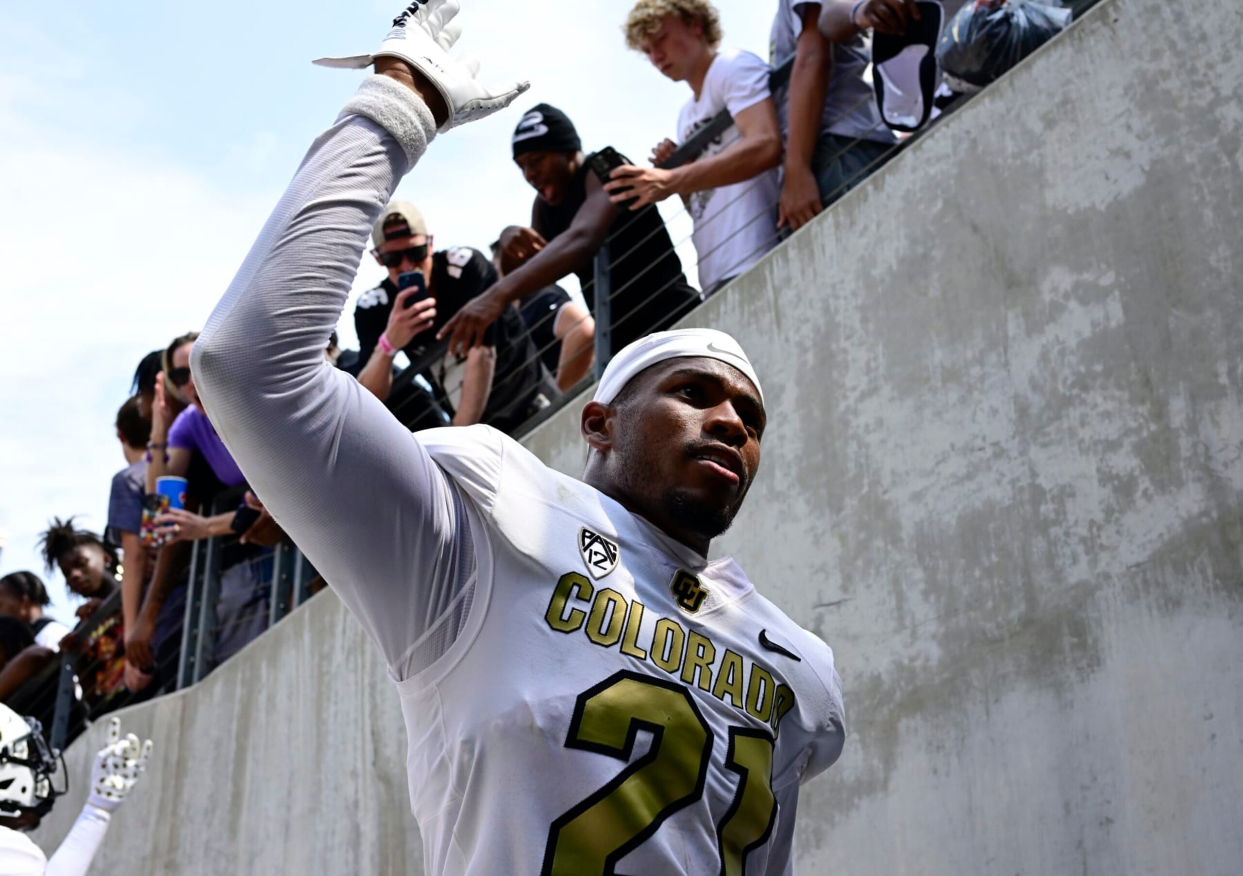 FT. WORTH, TX - SEPTEMBER 02: Colorado Buffaloes safety Shilo Sanders (21) after defeating the TCU Horned Frogs 45-42 at Amon G. Carter Stadium in Ft. Worth September 02, 2023. (Photo by Andy Cross/MediaNews Group/The Denver Post via Getty Images) FT. WORTH, TX - SEPTEMBER 02: Colorado Buffaloes safety Shilo Sanders (21) after defeating the TCU Horned Frogs 45-42 at Amon G. Carter Stadium in Ft. Worth September 02, 2023. (Photo by Andy Cross/MediaNews Group/The Denver Post via Getty Images)