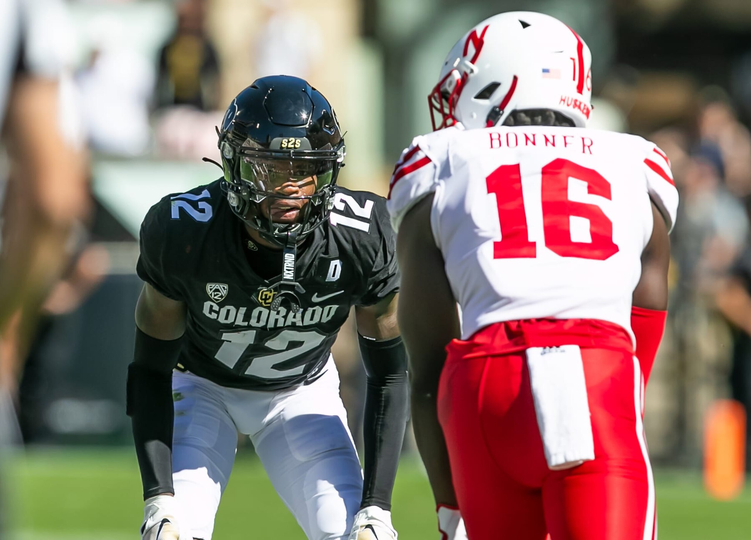 BOULDER, CO - SEPTEMBER 09: Colorado cornerback Travis Hunter (12) lines up on the defensive position during the home opener game between the Colorado Buffaloes and the the Nebraska Cornhuskers on Saturday, September 9, 2023 at Folsom Field in Boulder, CO. (Photo by Nick Tre. Smith/Icon Sportswire via Getty Images) BOULDER, CO - SEPTEMBER 09: Colorado cornerback Travis Hunter (12) lines up on the defensive position during the home opener game between the Colorado Buffaloes and the the Nebraska Cornhuskers on Saturday, September 9, 2023 at Folsom Field in Boulder, CO. (Photo by Nick Tre. Smith/Icon Sportswire via Getty Images)