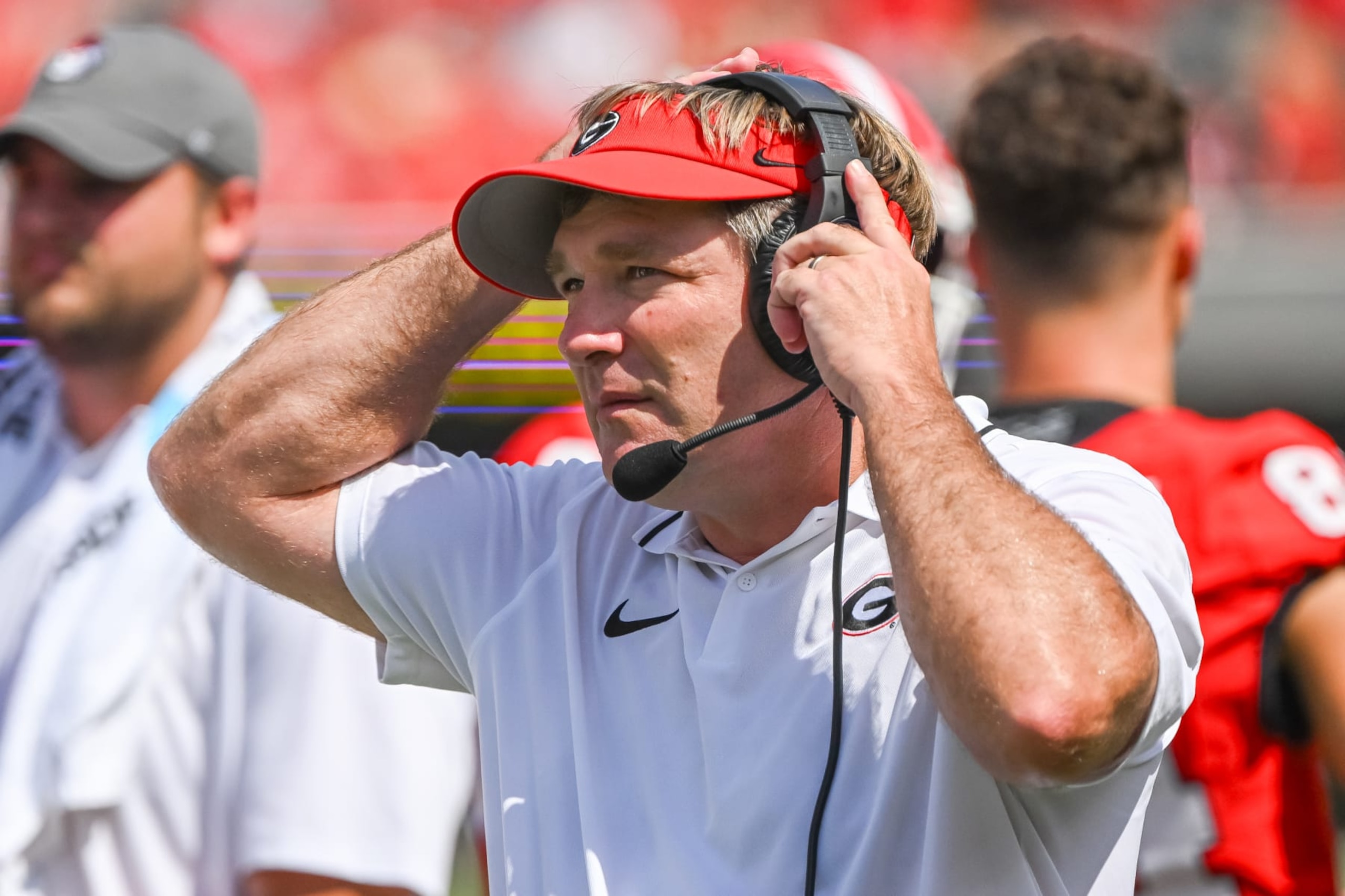 ATHENS, GA - SEPTEMBER 09:  Georgia Bulldogs head coach Kirby Smart during the college football game between the Ball State Cardinals and Georgia Bulldogs on September 9, 2023, at Sanford Stadium in Athens, GA. (Photo by John Adams/Icon Sportswire via Getty Images)