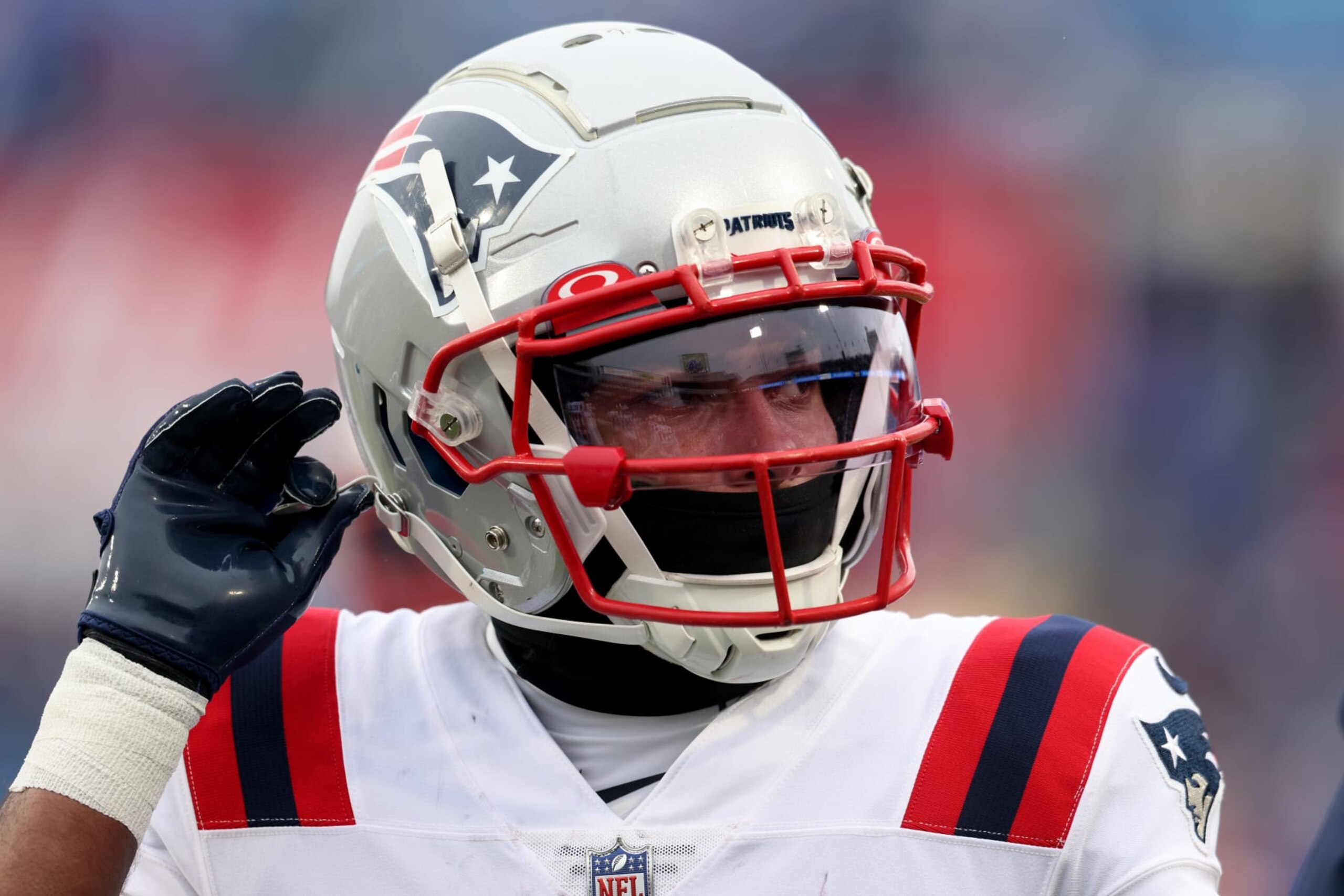 ORCHARD PARK, NEW YORK - JANUARY 08: Marcus Jones #25 of the New England Patriots looks on prior to a game against the Buffalo Bills at Highmark Stadium on January 08, 2023 in Orchard Park, New York. (Photo by Bryan Bennett/Getty Images) ORCHARD PARK, NEW YORK - JANUARY 08: Marcus Jones #25 of the New England Patriots looks on prior to a game against the Buffalo Bills at Highmark Stadium on January 08, 2023 in Orchard Park, New York. (Photo by Bryan Bennett/Getty Images)