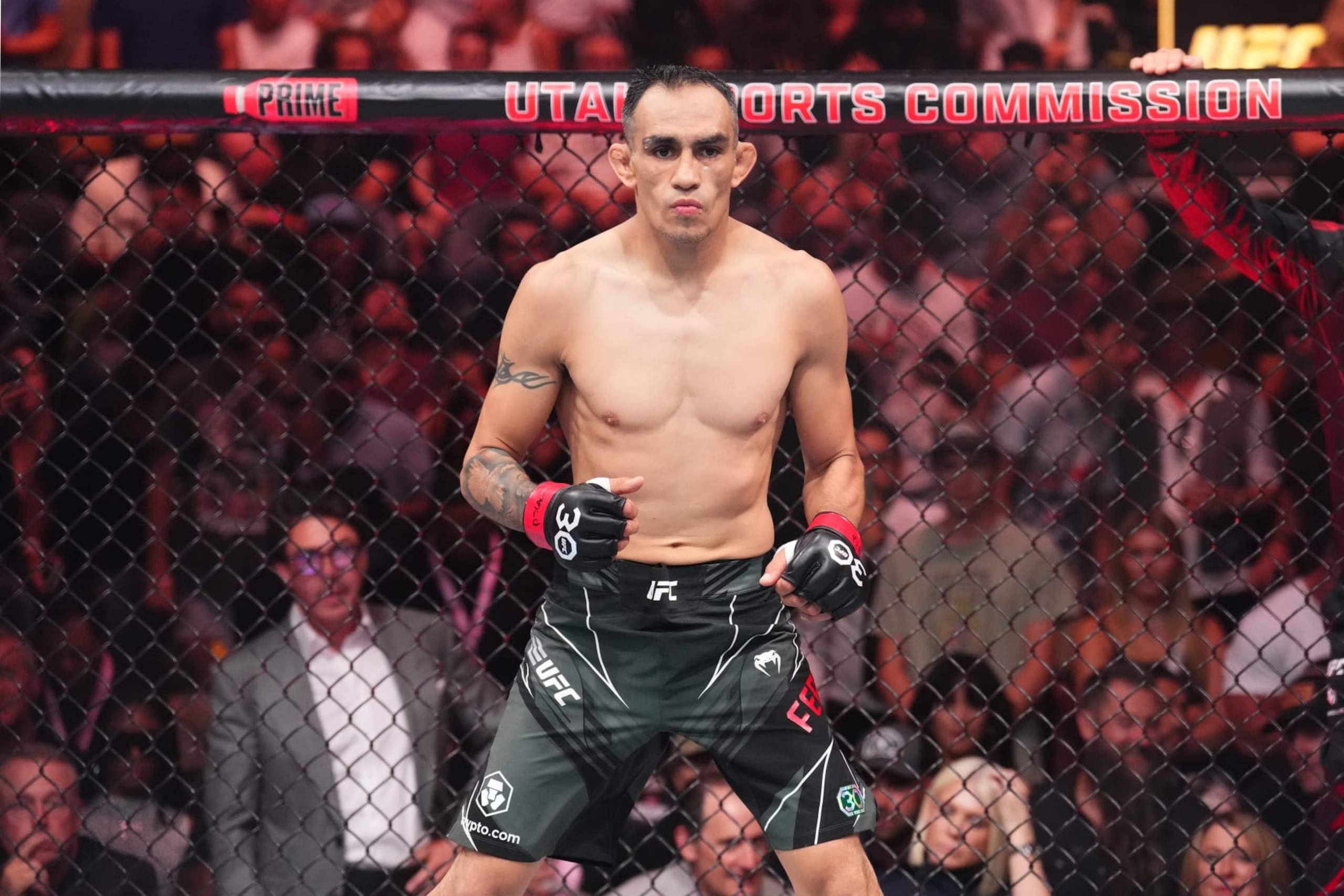 SALT LAKE CITY, UTAH - JULY 29: Tony Ferguson stands in his corner before his lightweight fight against Bobby Green during the UFC 291 event at Delta Center on July 29, 2023 in Salt Lake City, Utah. (Photo by Josh Hedges/Zuffa LLC via Getty Images) SALT LAKE CITY, UTAH - JULY 29: Tony Ferguson stands in his corner before his lightweight fight against Bobby Green during the UFC 291 event at Delta Center on July 29, 2023 in Salt Lake City, Utah. (Photo by Josh Hedges/Zuffa LLC via Getty Images)