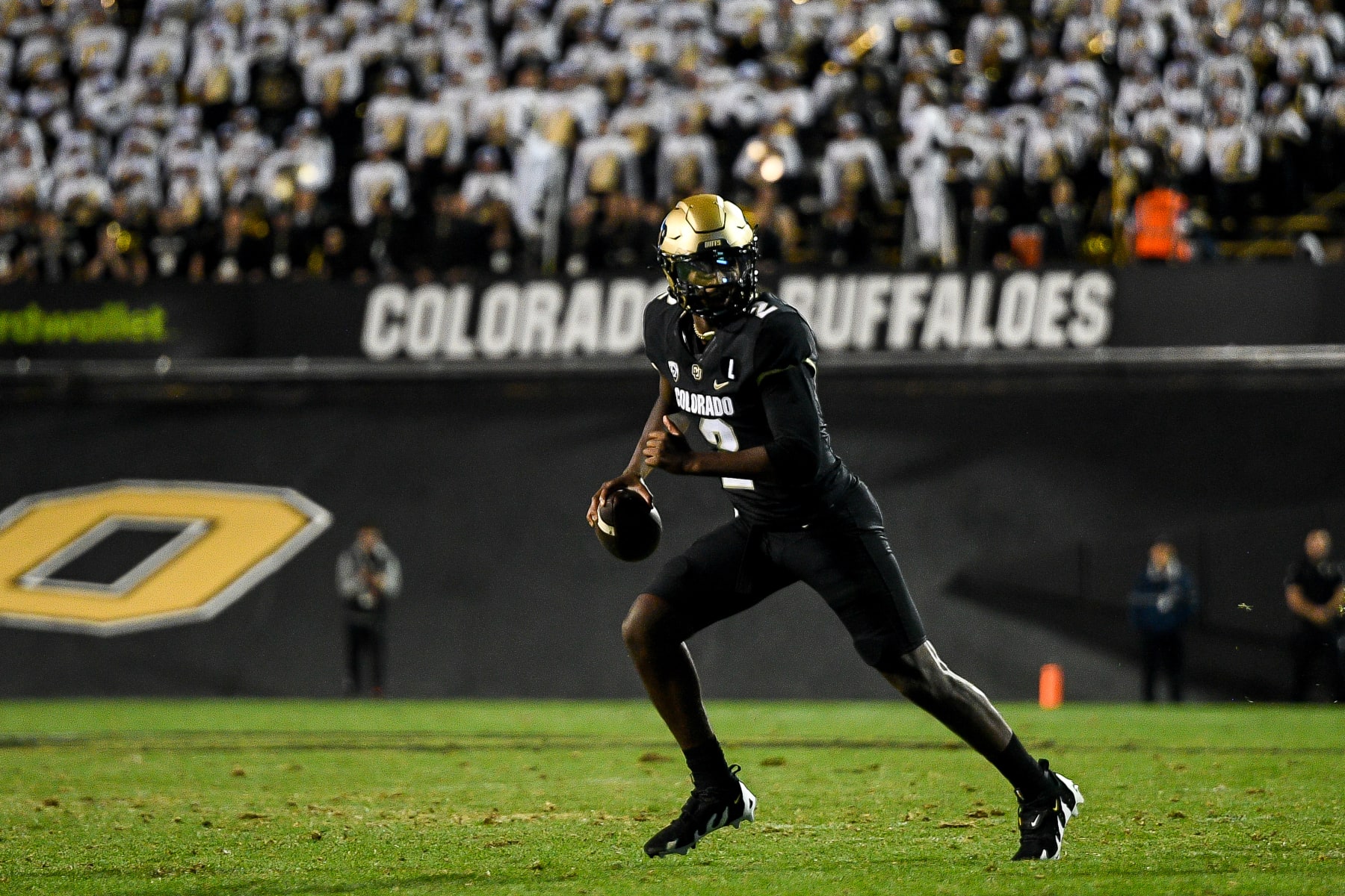 BOULDER, CO - SEPTEMBER 17:  Quarterback Shedeur Sanders #2 of the Colorado Buffaloes looks for a target on a overtime play against the Colorado State Rams at Folsom Field on September 17, 2023 in Boulder, Colorado. (Photo by Dustin Bradford/Getty Images)