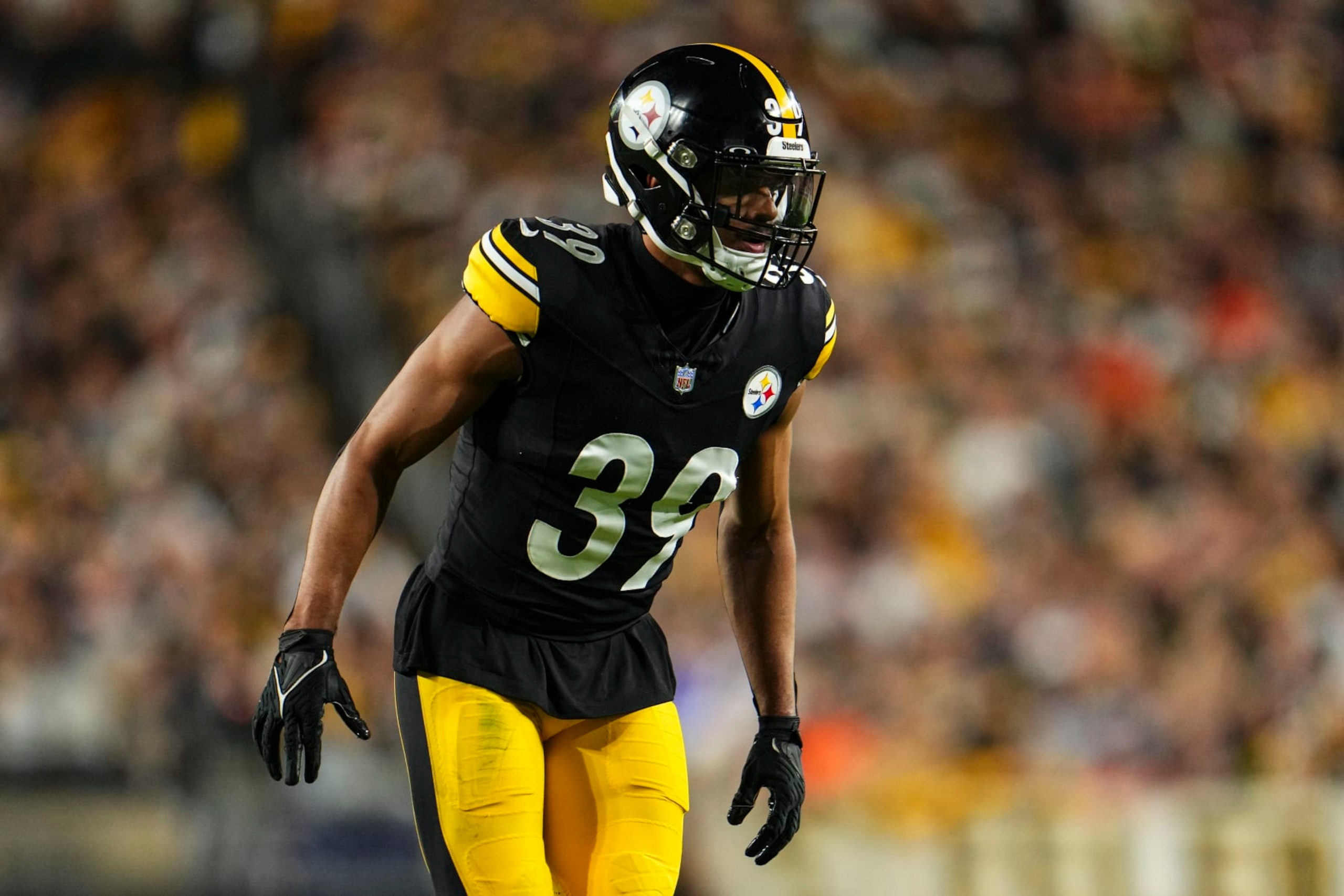PITTSBURGH, PA - SEPTEMBER 18: Minkah Fitzpatrick #39 of the Pittsburgh Steelers looks on from the field at Acrisure Stadium on September 18, 2023 in Pittsburgh, Pennsylvania. (Photo by Cooper Neill/Getty Images)