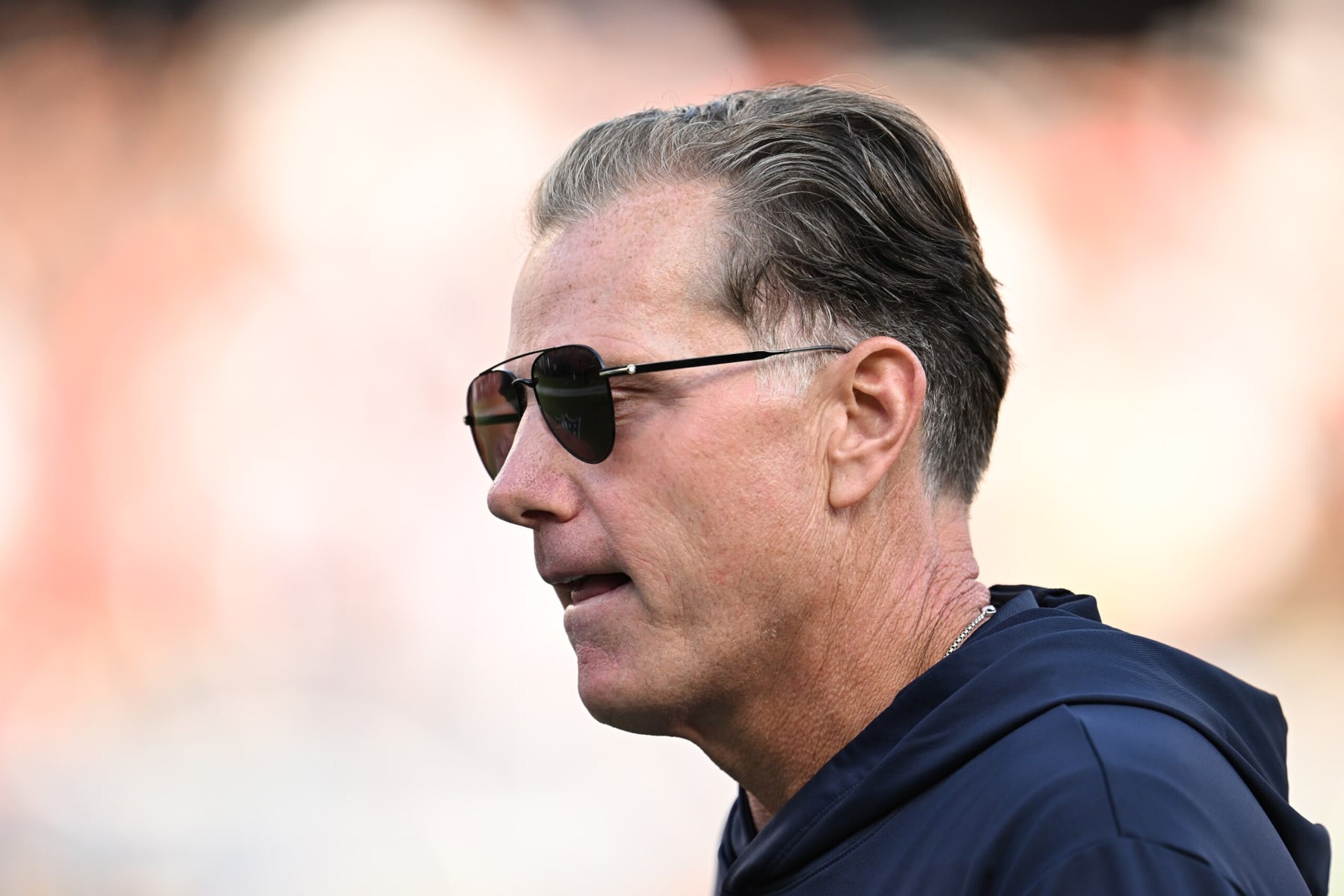 CHICAGO, ILLINOIS - SEPTEMBER 10:  Head coach Matt Eberflus of the Chicago Bears looks on against the Green Bay Packers during the first half at Soldier Field on September 10, 2023 in Chicago, Illinois. (Photo by Quinn Harris/Getty Images)