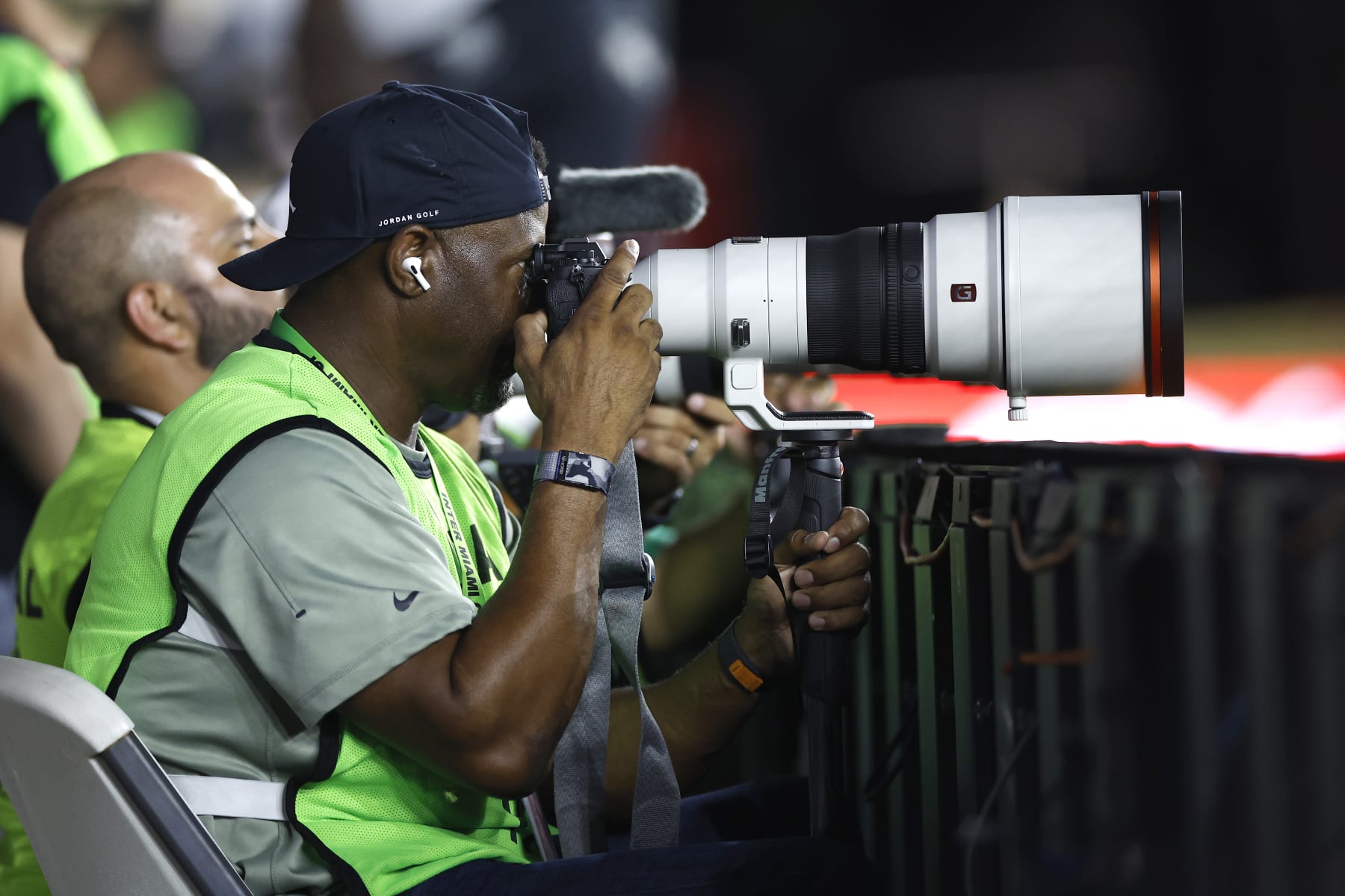 FORT LAUDERDALE, FLORIDA - AUGUST 30: MLB Hall of Famer Ken Griffey Jr. takes photos in the second half during a match between Nashville SC and Inter Miami CF at DRV PNK Stadium on August 30, 2023 in Fort Lauderdale, Florida. (Photo by James Gilbert/Getty Images)