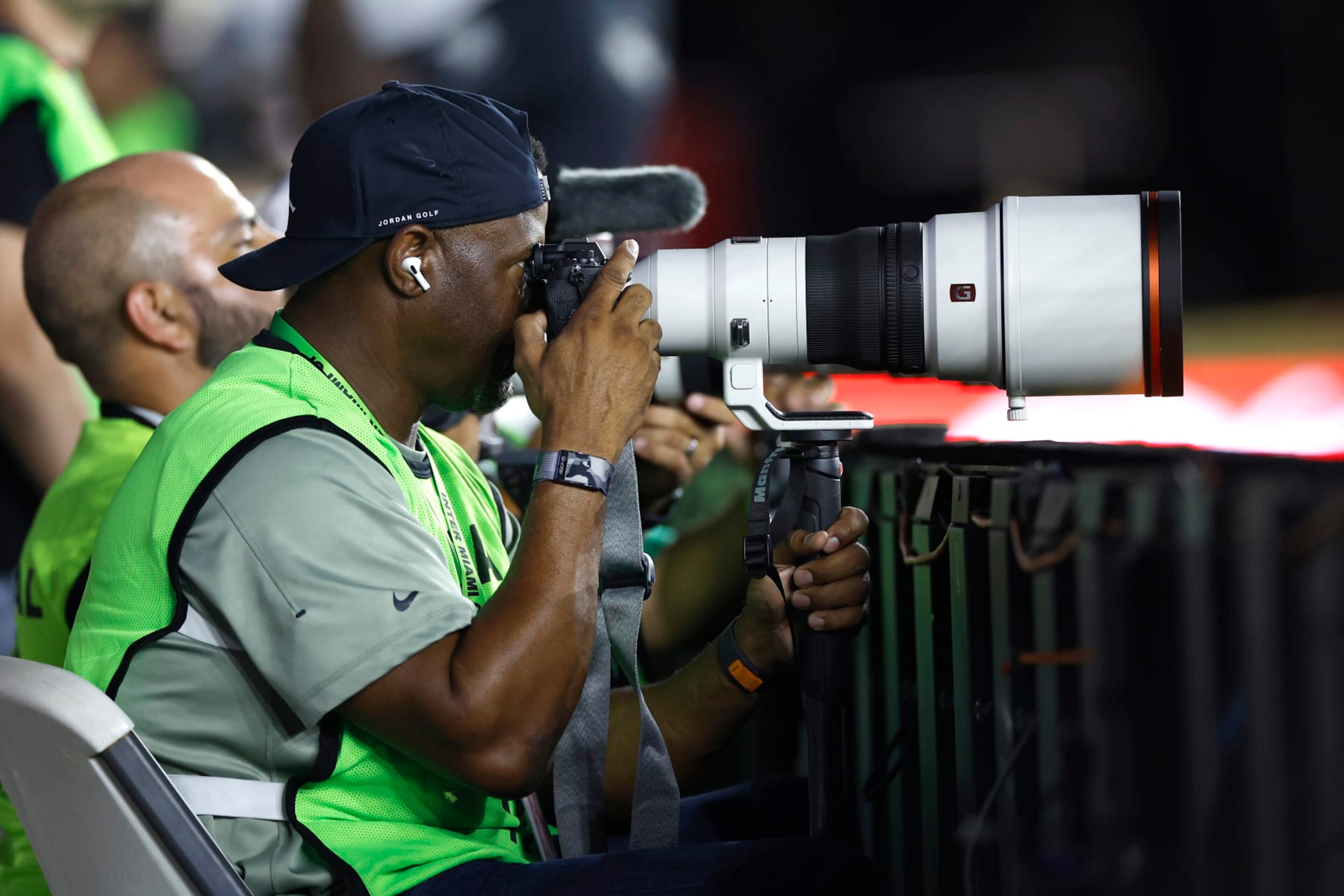 FORT LAUDERDALE, FLORIDA - AUGUST 30: MLB Hall of Famer Ken Griffey Jr. takes photos in the second half during a match between Nashville SC and Inter Miami CF at DRV PNK Stadium on August 30, 2023 in Fort Lauderdale, Florida. (Photo by James Gilbert/Getty Images)